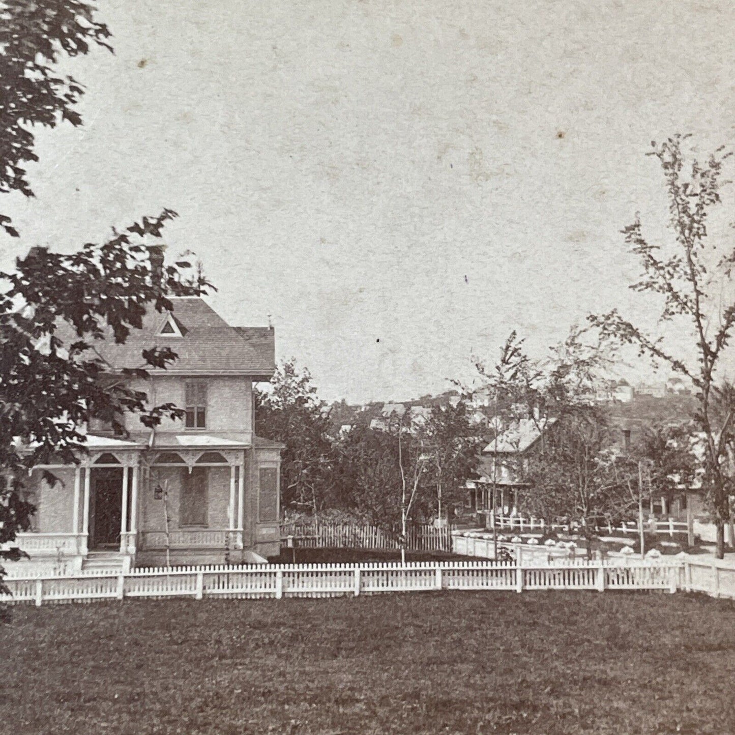 Charles Chamberlain House Stereoview Worcester MA Photo Card Antique c1867 X930