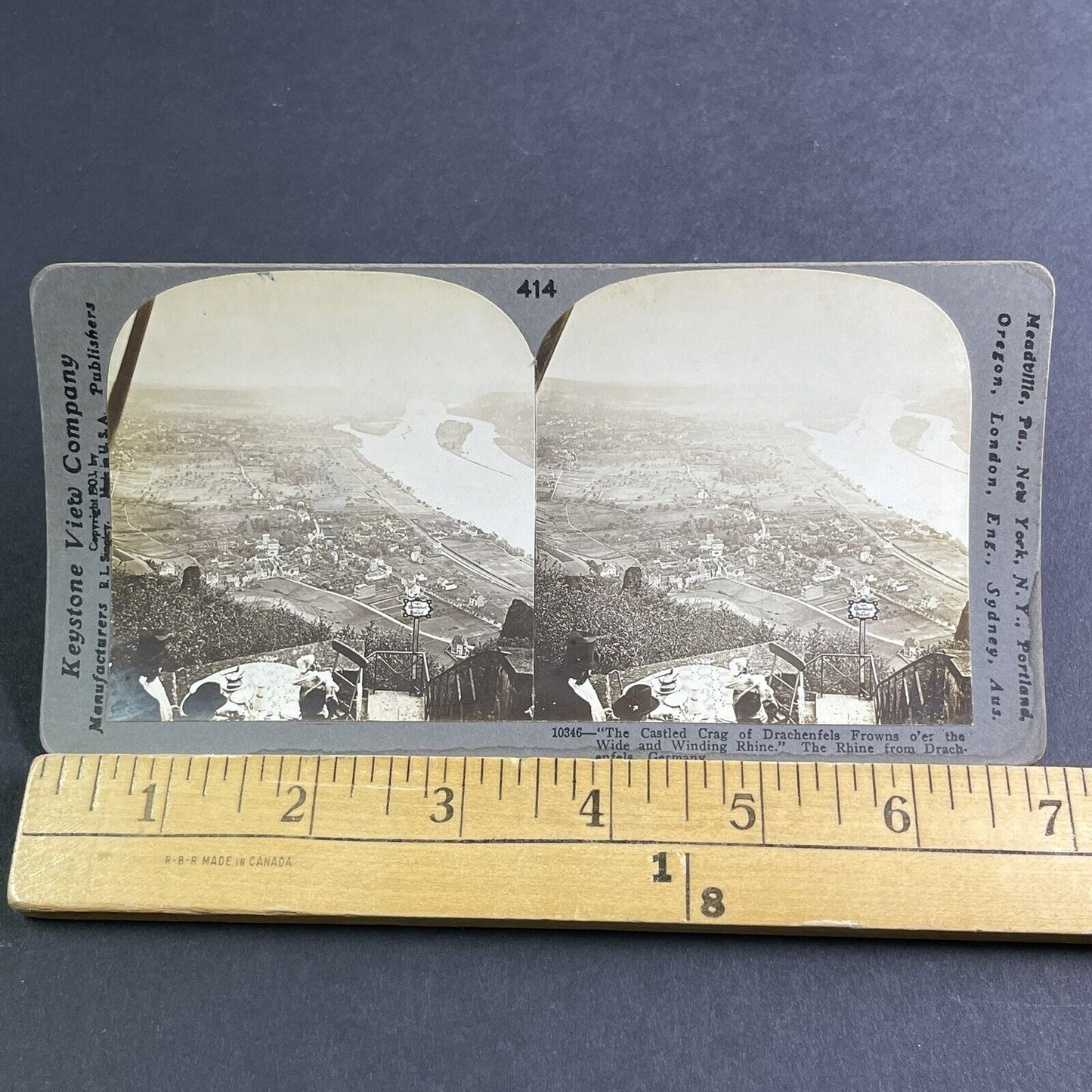 Antique 1903 Drachenfels Germany City View Stereoview Photo Card P2231