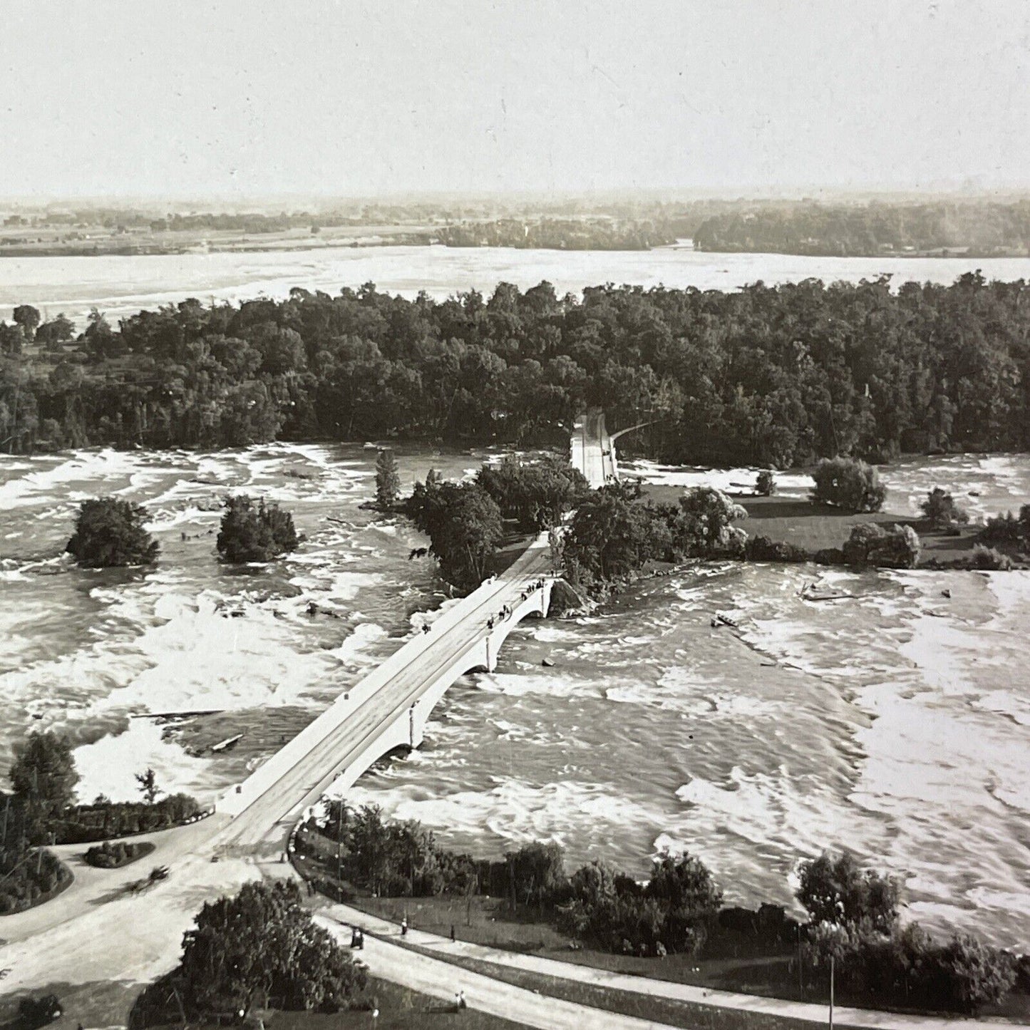 Goat Island New York Birds Eye View Stereoview H.C. White Antique c1906 Y516