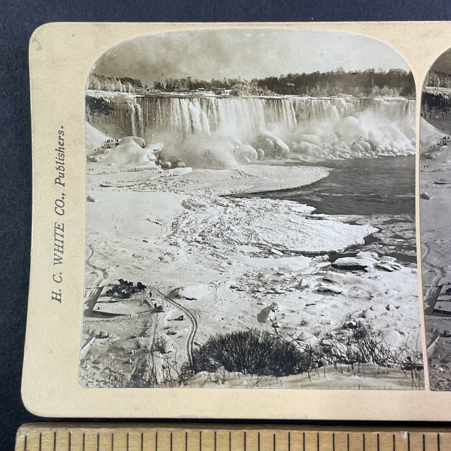 Horse Platform Lower Niagara Falls Gorge Stereoview H.C White c1901 Y1458