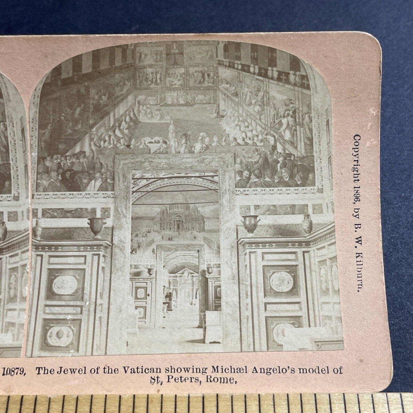 Antique 1896 Michelangelo Painting Vatican Rome Italy Stereoview Photo Card 5099