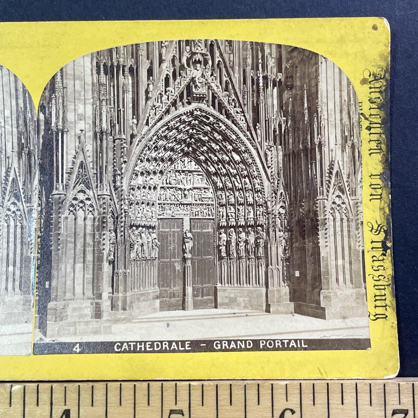 Grand Portal Strasbourg Cathedral France Stereoview Antique c1870s X4240