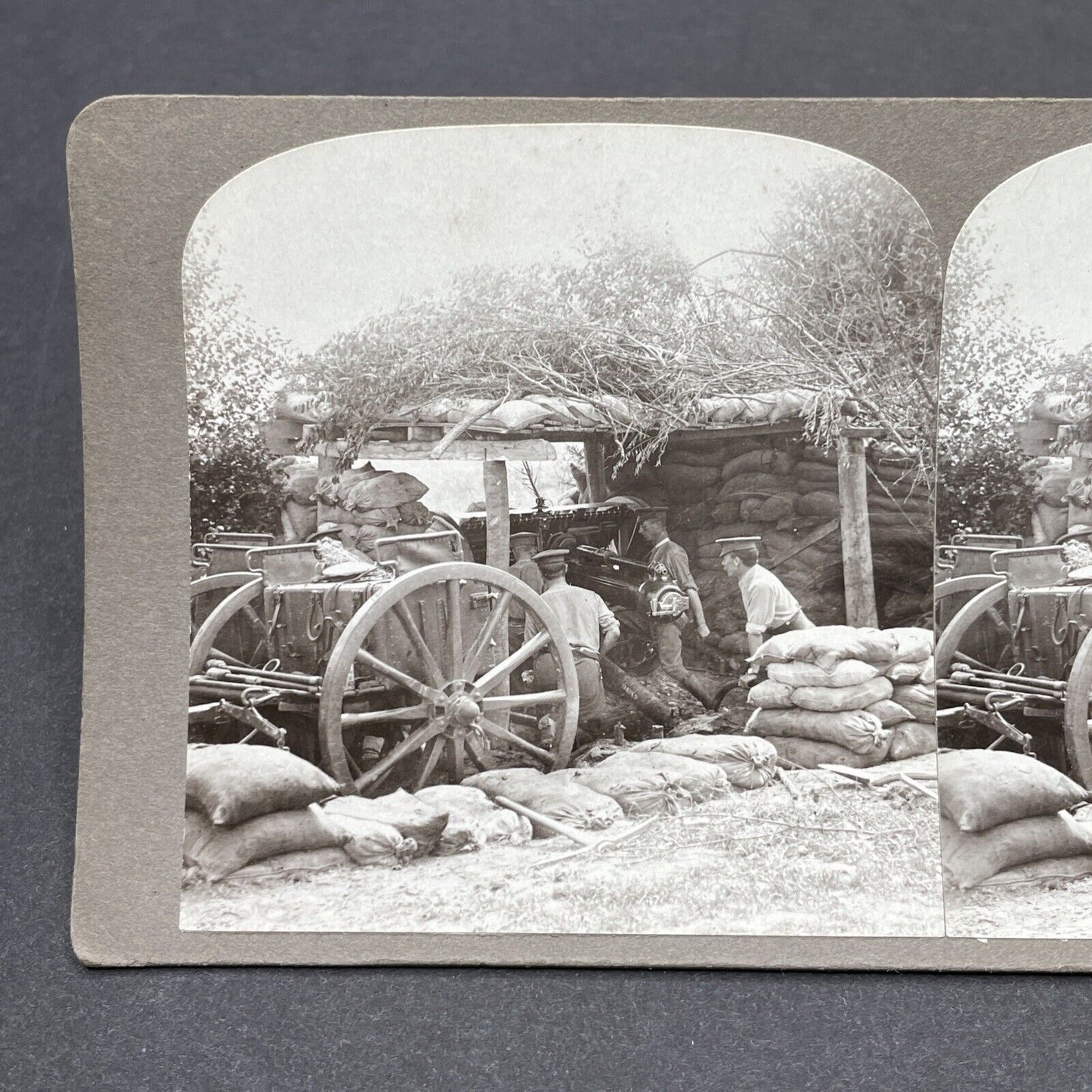 Antique 1917 WW1 British 18 Pounder QF Gun Cannon Stereoview Photo Card P1812