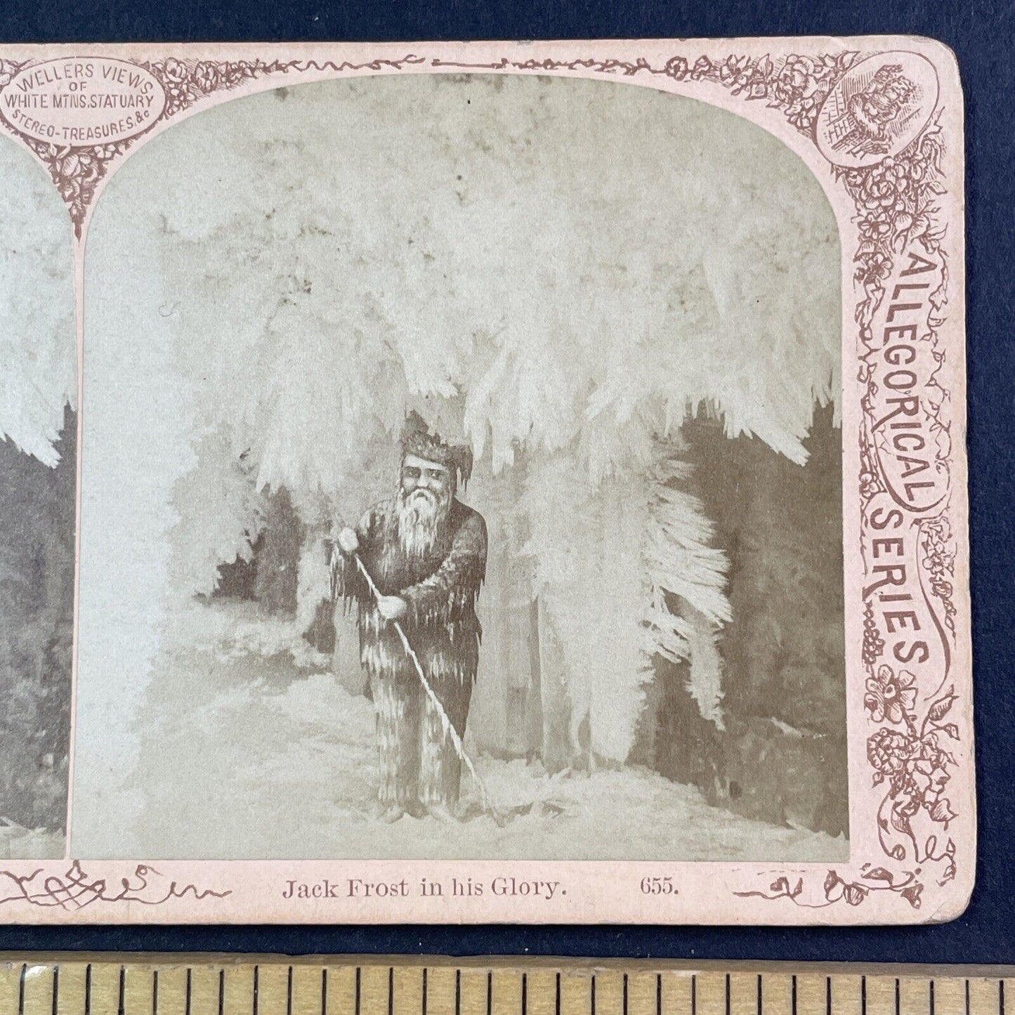 Cartoon Jack Frost In A Cave Stereoview F.G. Weller Antique c1875 X3632