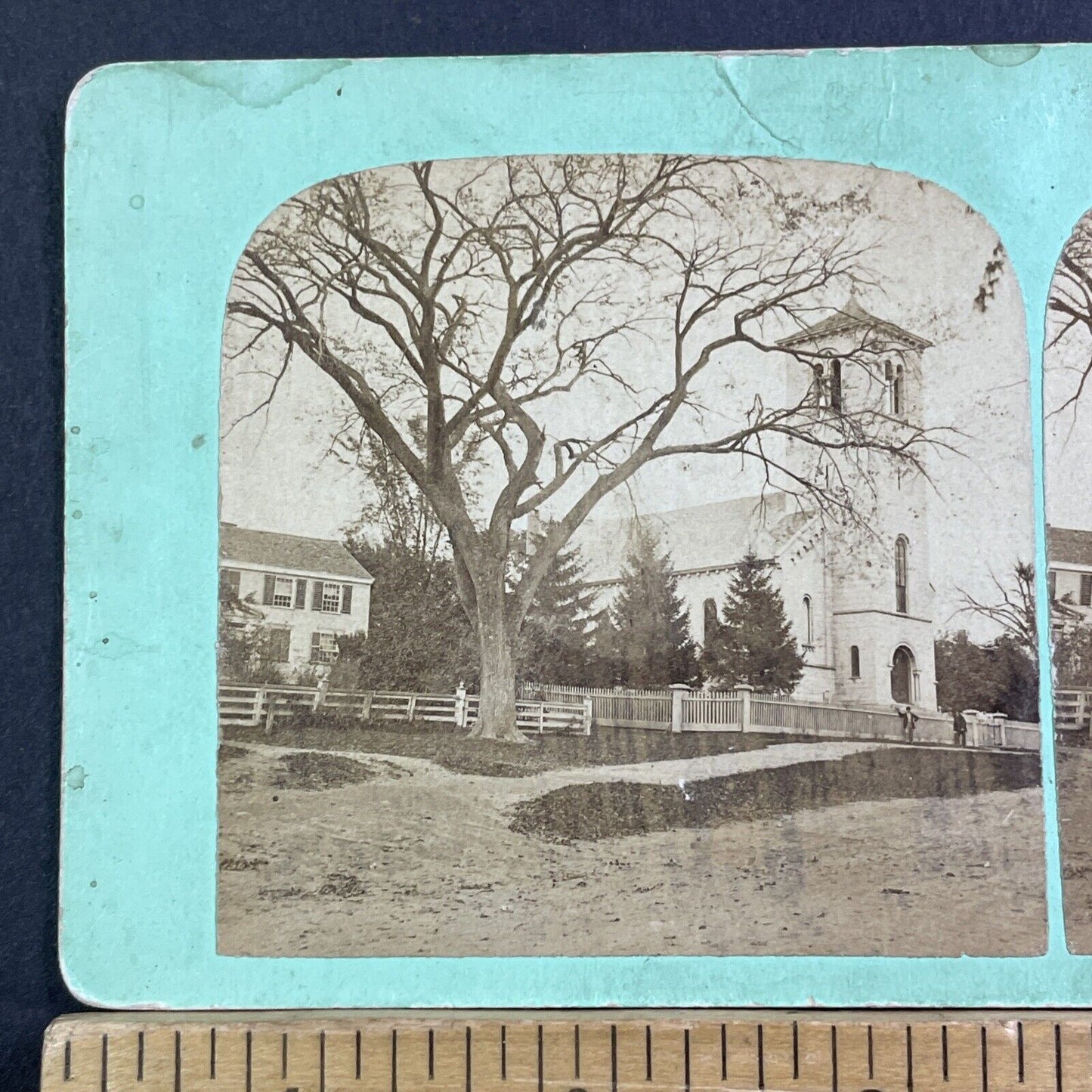 First Parish Church Crescent Place Haverhill MA Stereoview Antique c1867 X1617