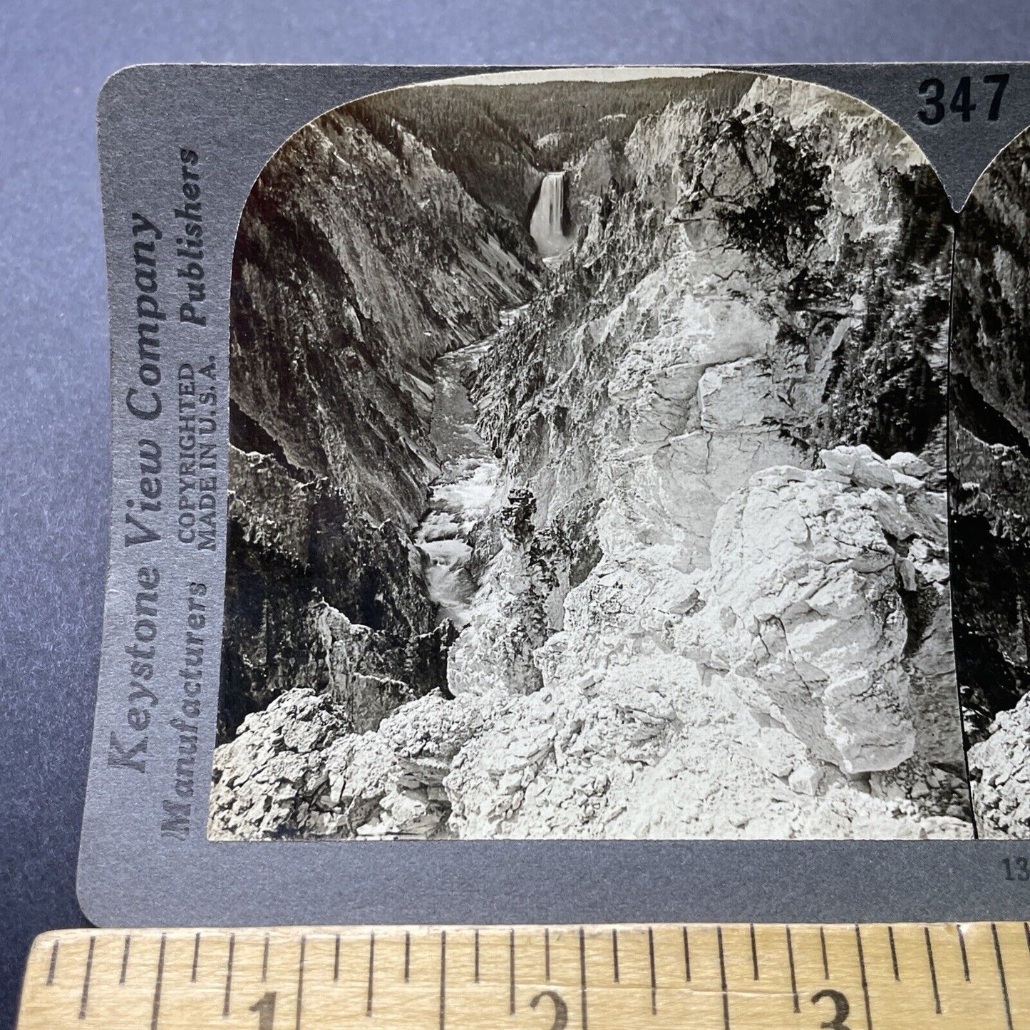 Antique 1910s Lower Falls Yellowstone National Park Stereoview Photo Card P3180