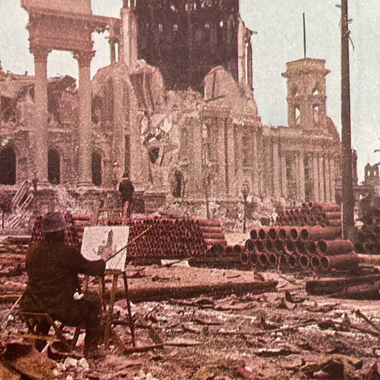 Antique 1910s San Francisco Earthquake City Hall Stereoview Photo Card 2300-08