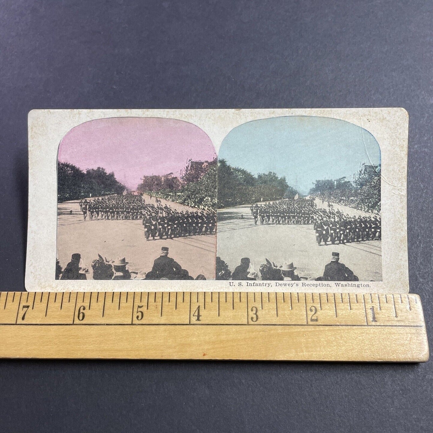 Antique 1902 US Infantry Army Parade Washington DC Stereoview Photo Card P856-04