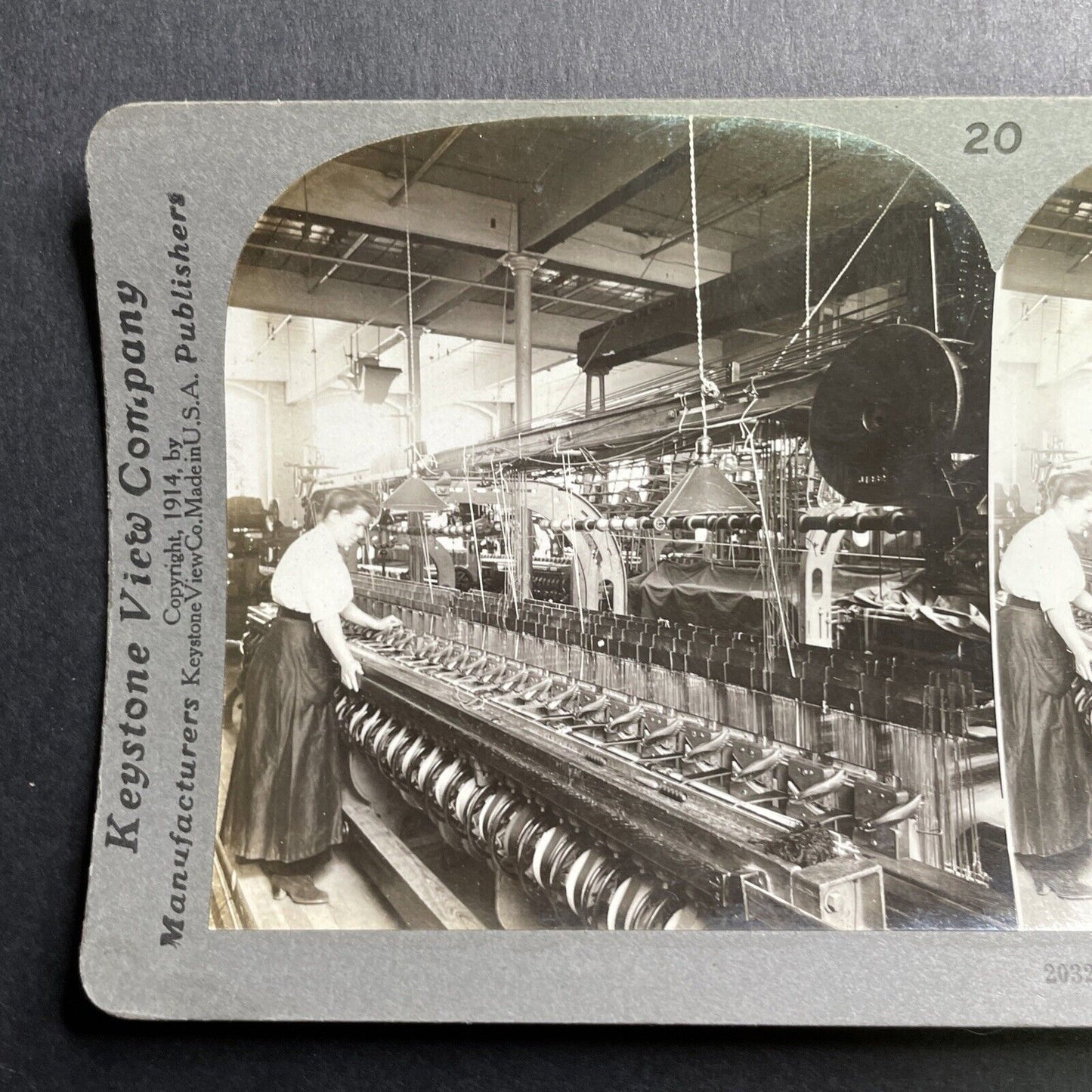 Antique 1914 Silk Tie Necktie Factory Manchester CT Stereoview Photo Card P1669