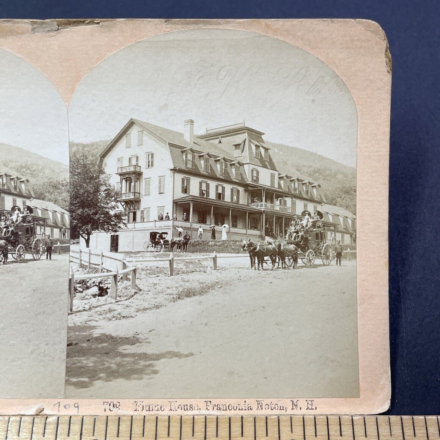 Antique 1870s Flume House Franconia New Hampshire Stereoview Photo Card V1771