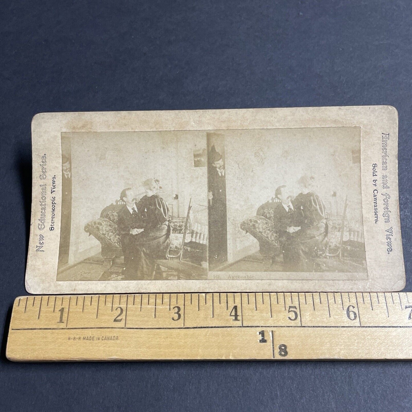 Antique 1880s Woman And Man Cuddle On Couch Stereoview Photo Card P4660