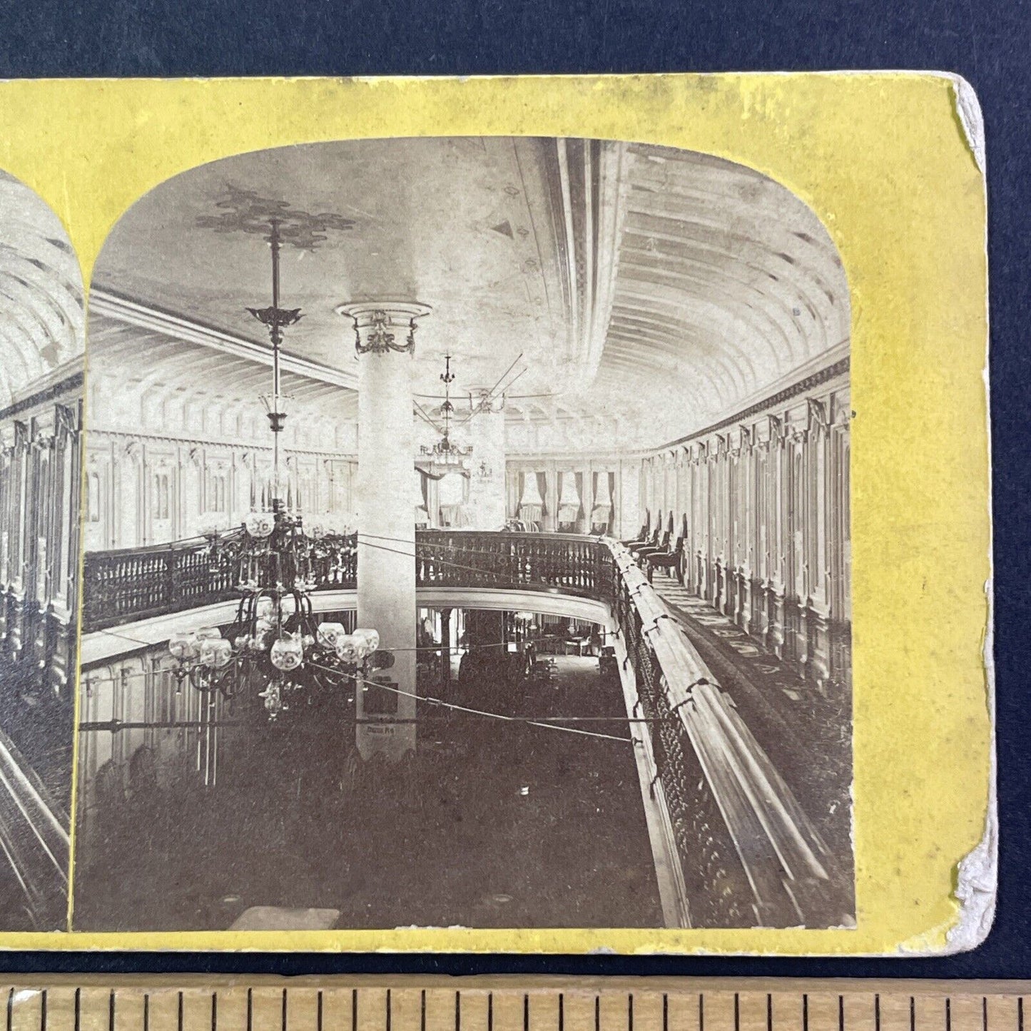 Interior Of Steamer Ship Bristol Stereoview Saloon Lounge Antique c1870 X2720