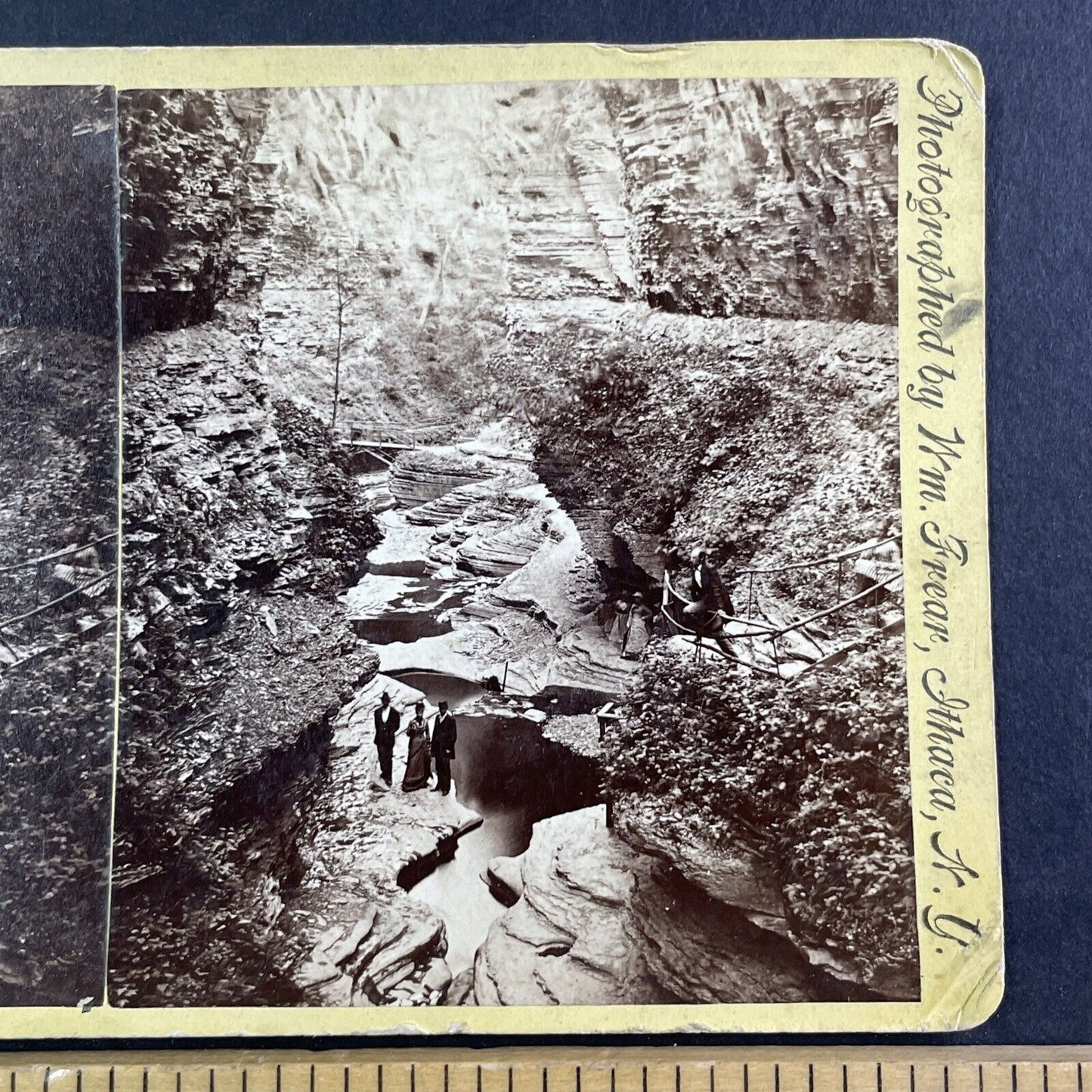 Men and Women in Watkins Glen Stereoview William Frear Antique c1880 Y141