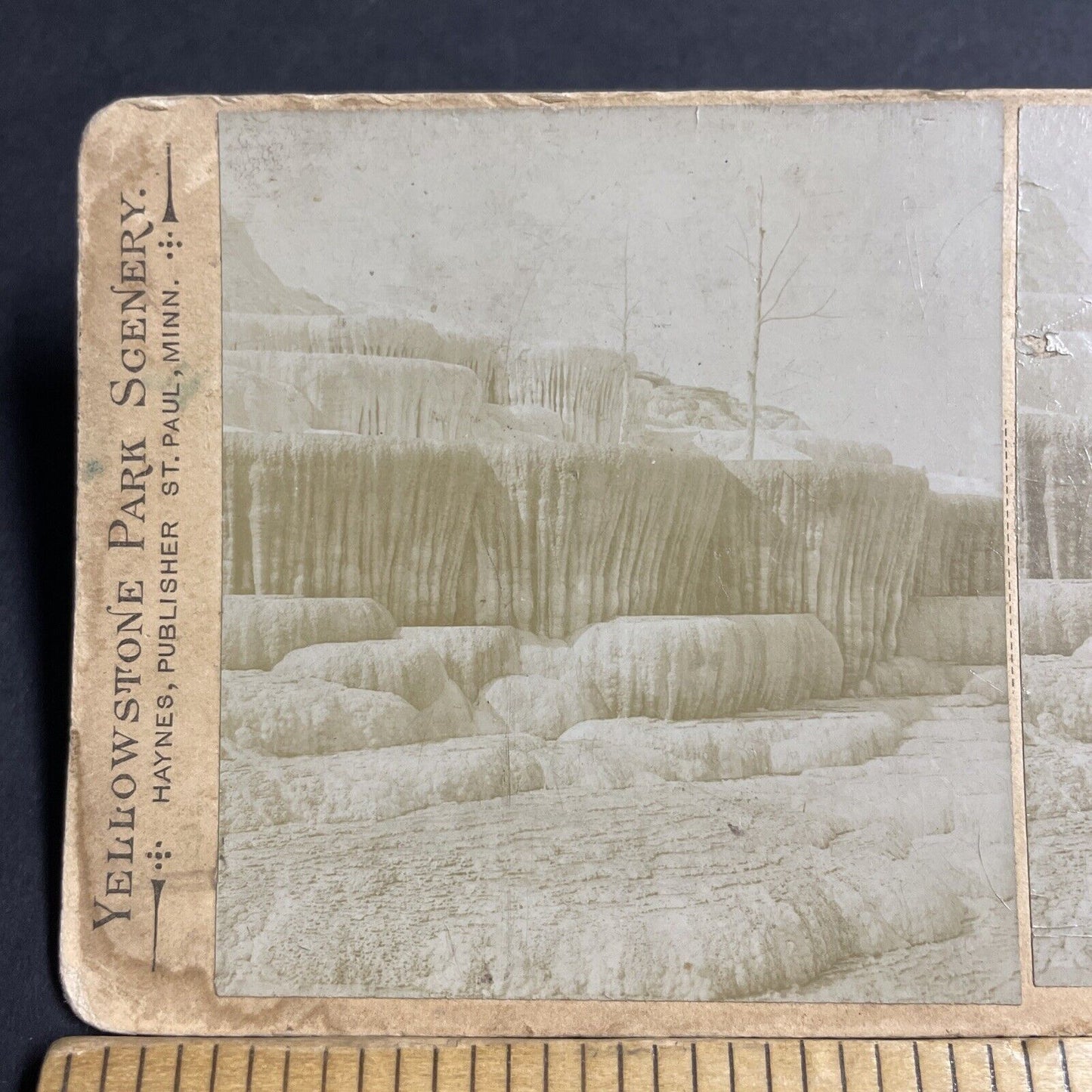 Antique 1880s Mammoth Hot Springs Yellowstone Stereoview Photo Card P4850