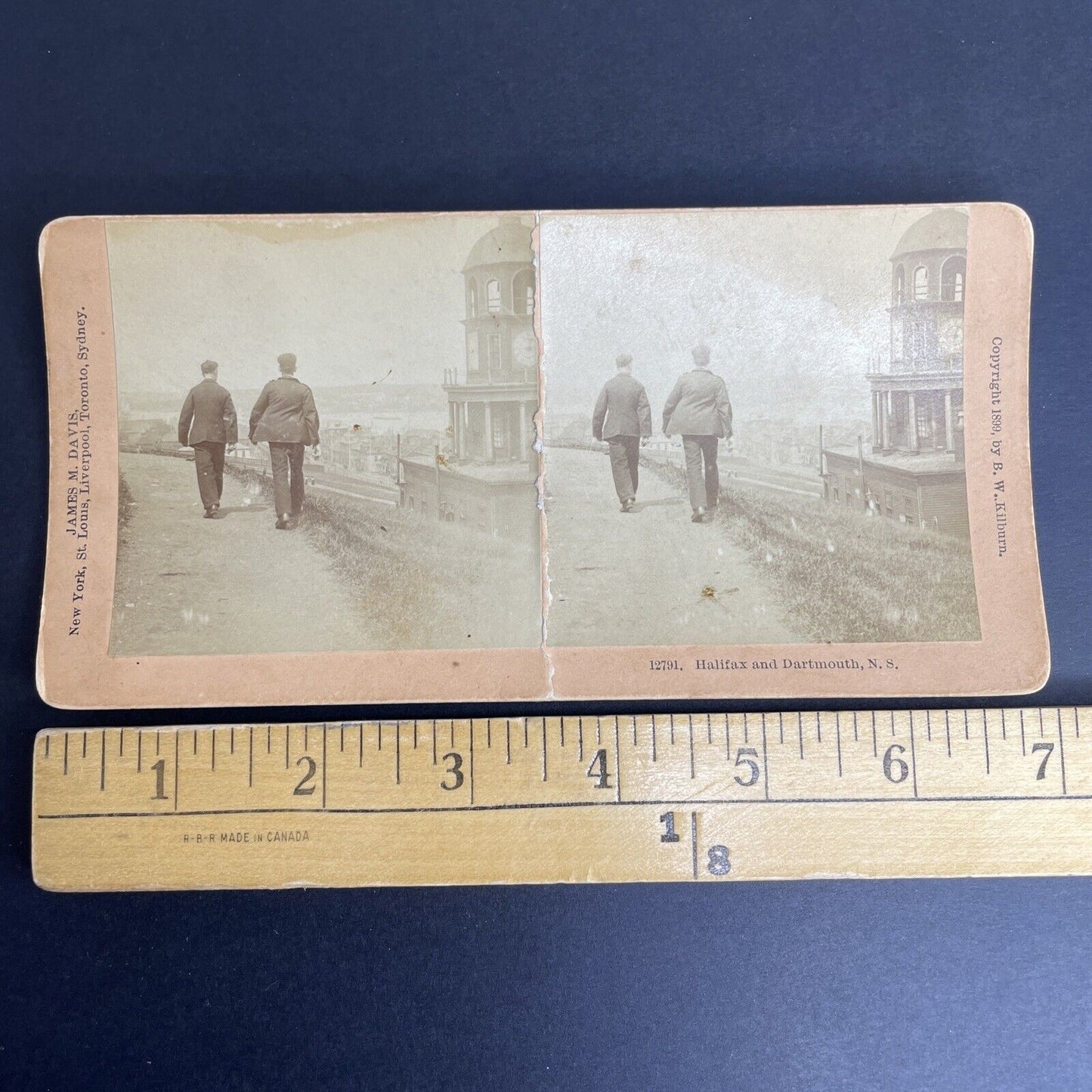 Antique 1899 Men Walking In Halifax Nova Scotia Stereoview Photo Card PC857