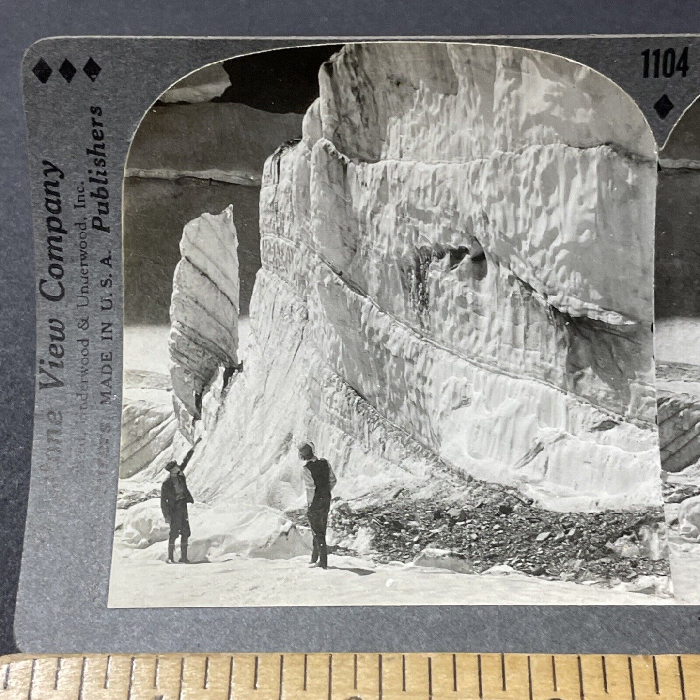 Antique 1910s Glacial Ice Rocky Mountains Montana Stereoview Photo Card V2653