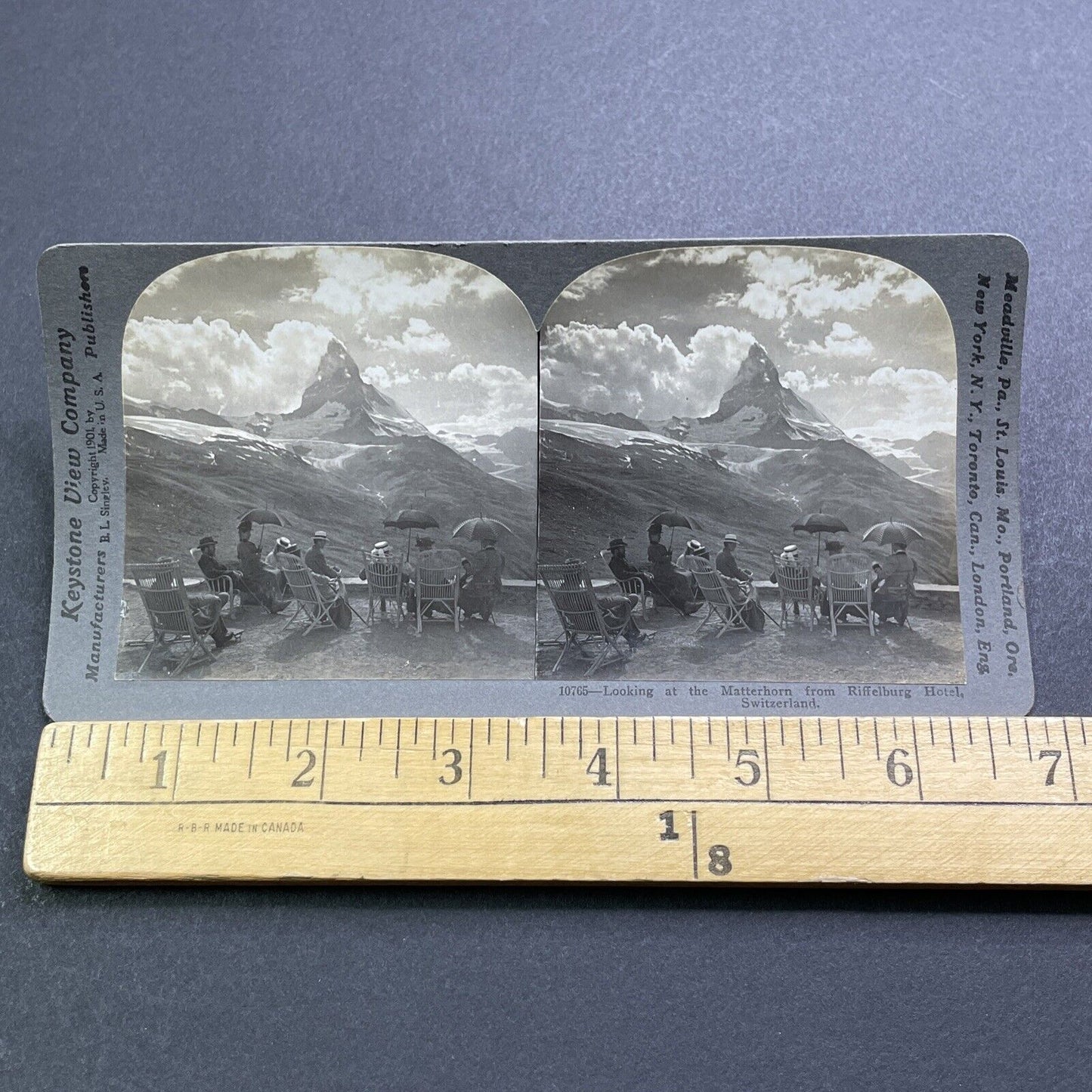 Antique 1901 Wealthy Victorian People Matterhorn Stereoview Photo Card V2872