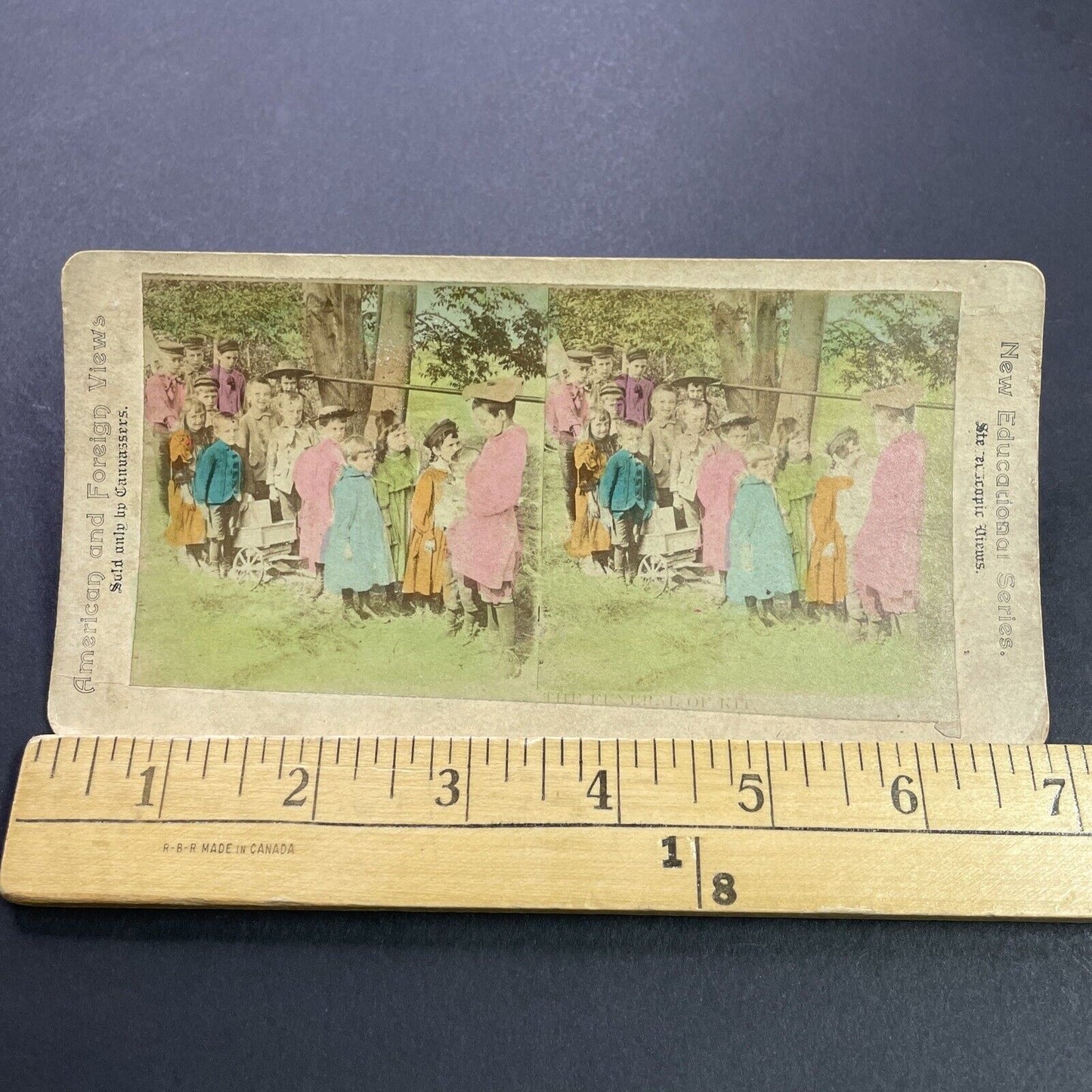 Antique 1870s Children Line Up For A Funeral Stereoview Photo Card P3486
