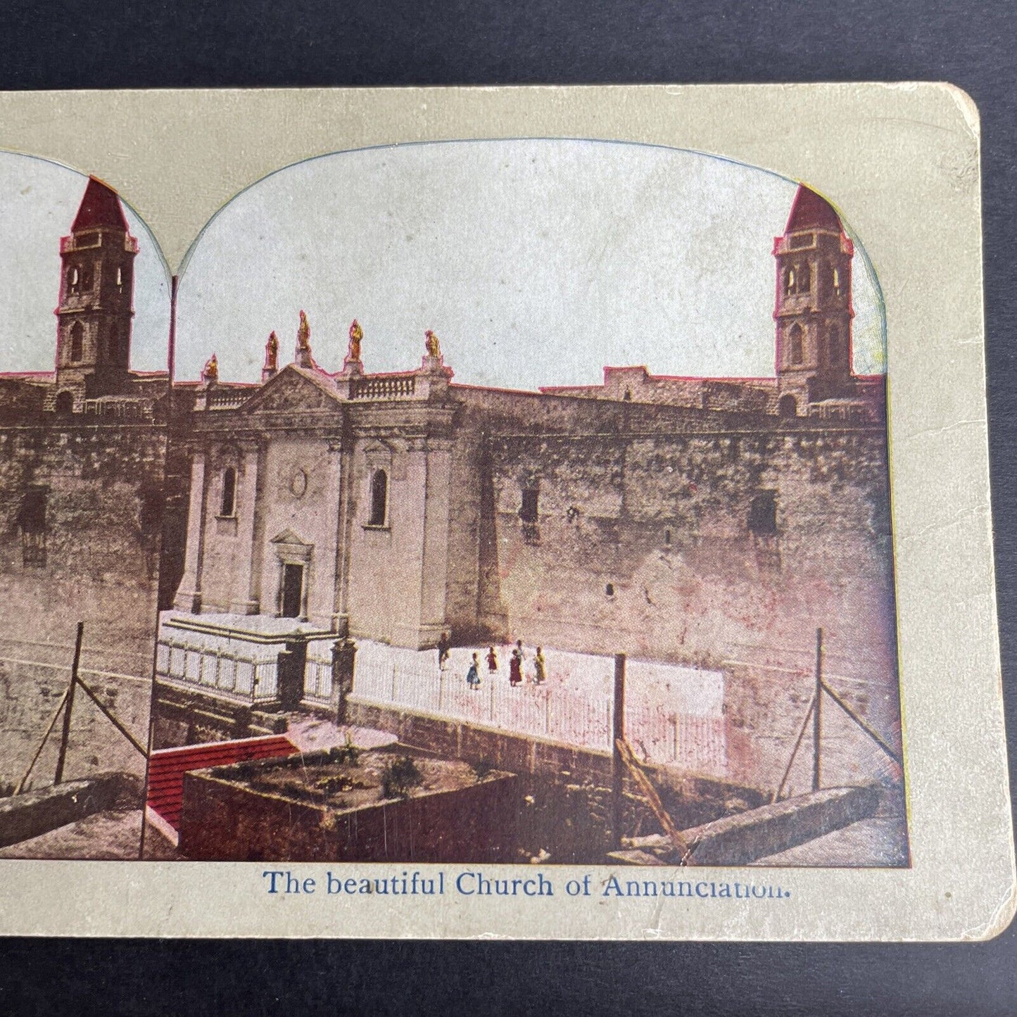 Antique 1902 Church Of The Annunciation Nazareth Stereoview Photo Card P1061