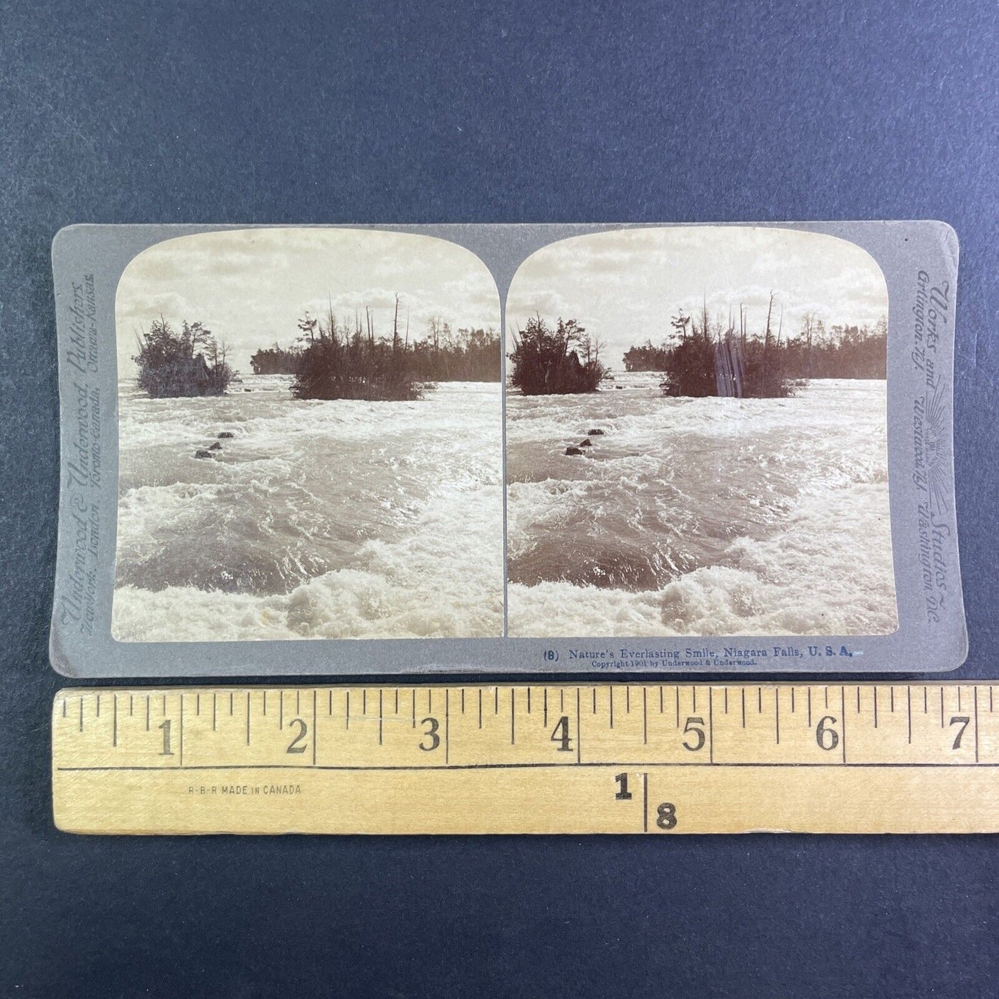 Niagara Falls River Upper Rapids Stereoview Underwood Antique c1901 Y2705