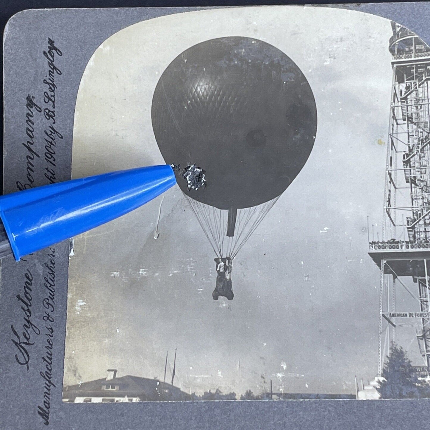 Antique 1904 George Tomlinson Balloon Flight Stereoview Photo Card P981