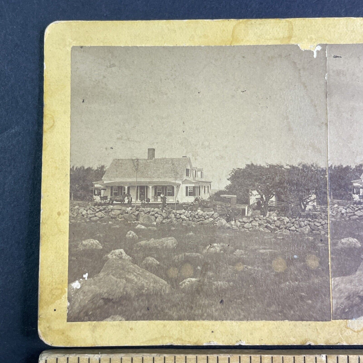 Farmstead in White Mountains? New Hampshire Stereoview Antique c1865 X3869