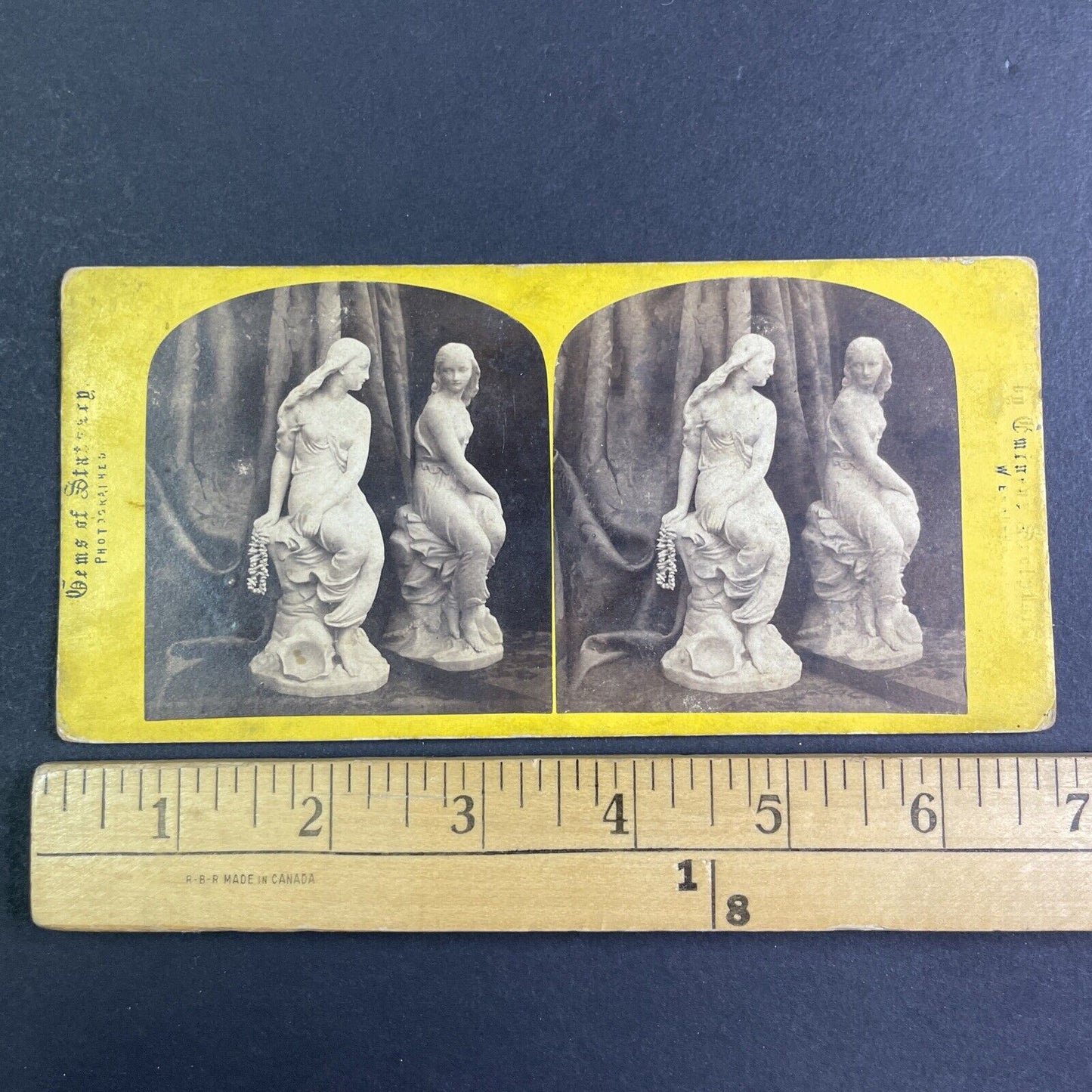 Alabaster Statue Of Miranda Woman Stereoview William England Antique c1870 X3618