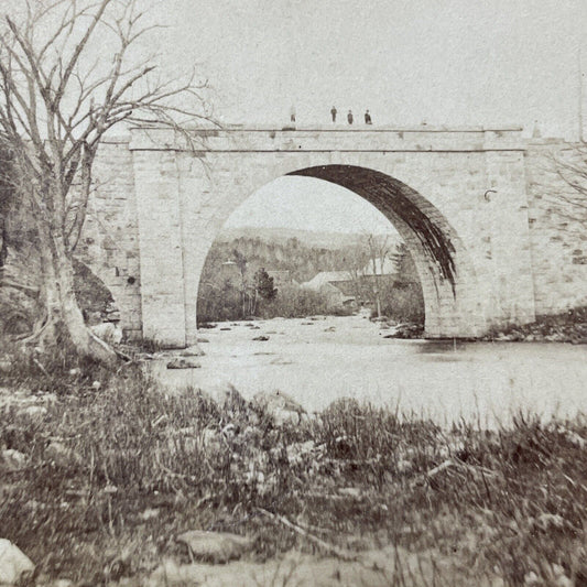 Antique 1860s Stone Arch Bridge Keene New Hampshire Stereoview Photo Card V2075