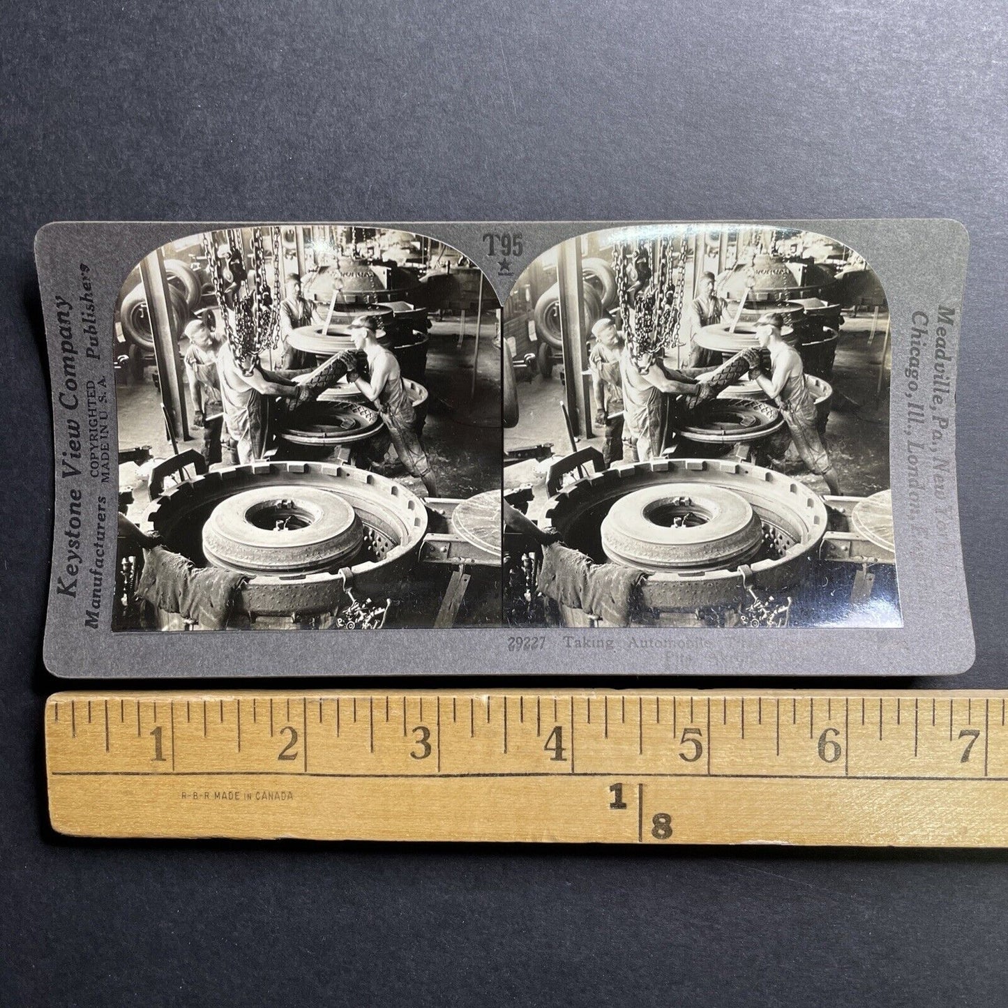 Antique 1914 Goodyear Tire Factory Akron Ohio Stereoview Photo Card P1521