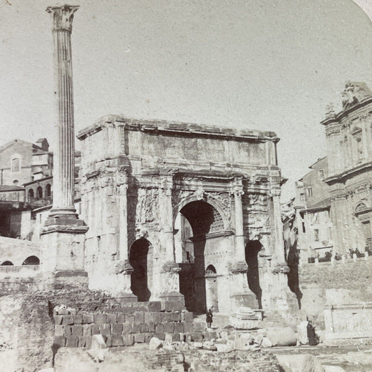 Antique 1890s Septimius Severus Arch Rome Italy Stereoview Photo Card P3787