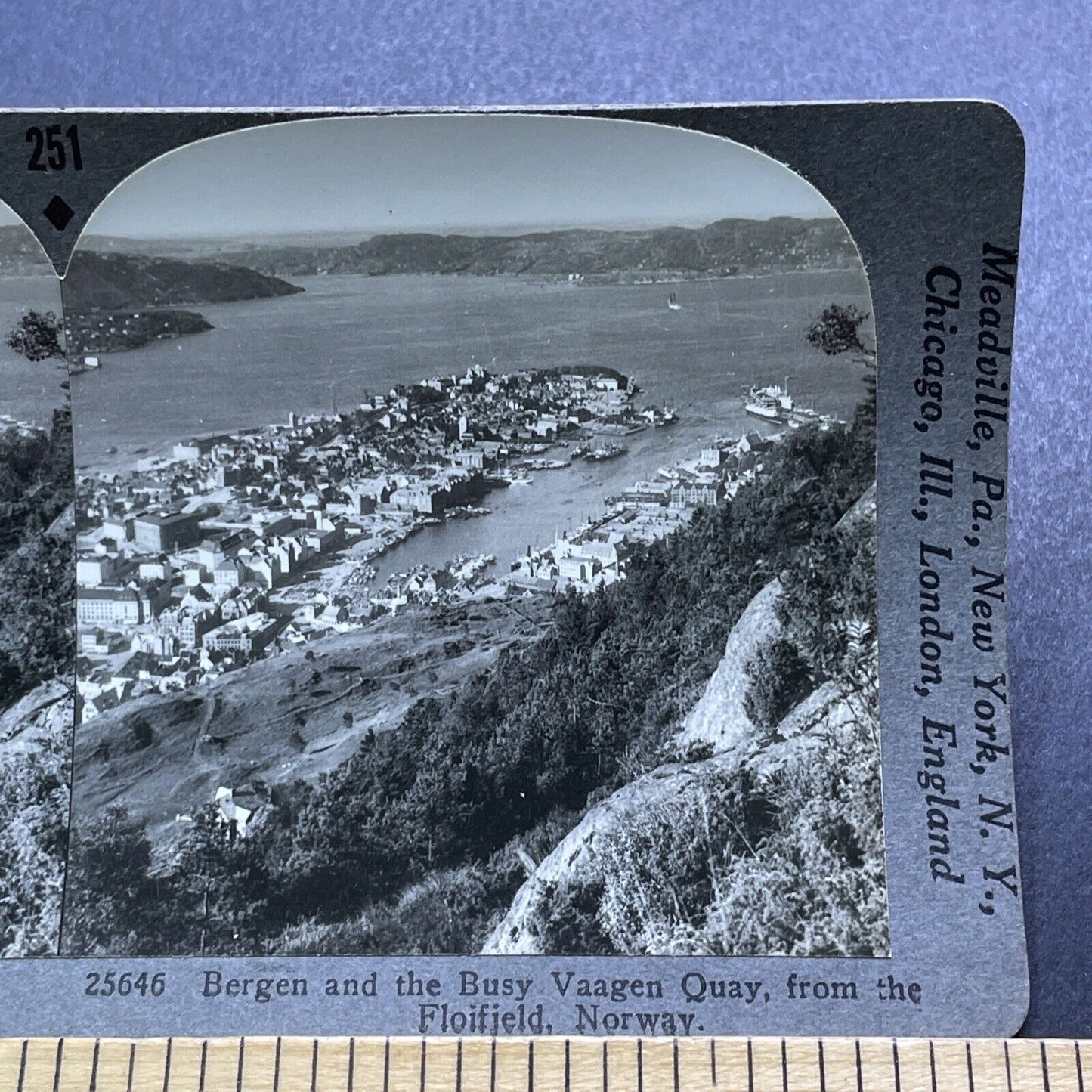 Antique 1920s Bergen Norway City And Port View Stereoview Photo Card V2969