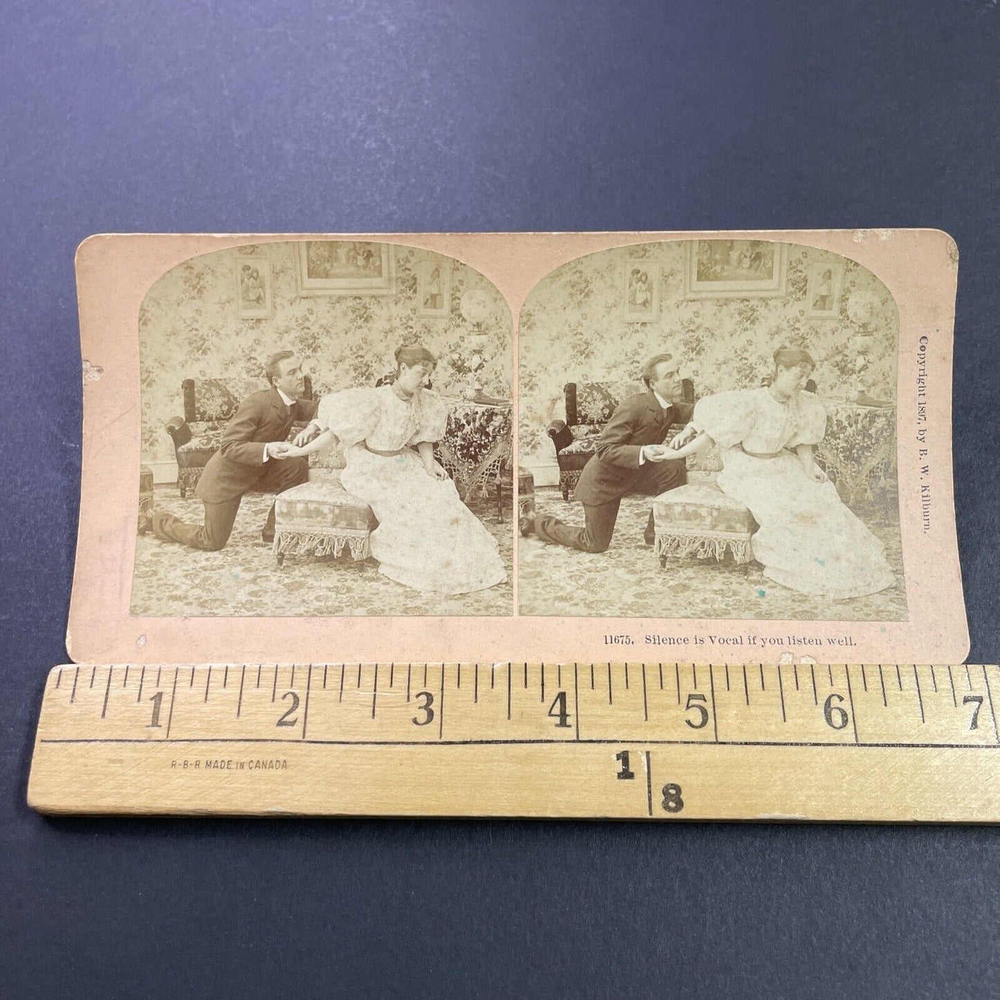 Antique 1897 Man Begs Wife For Forgiveness Stereoview Photo Card P3955