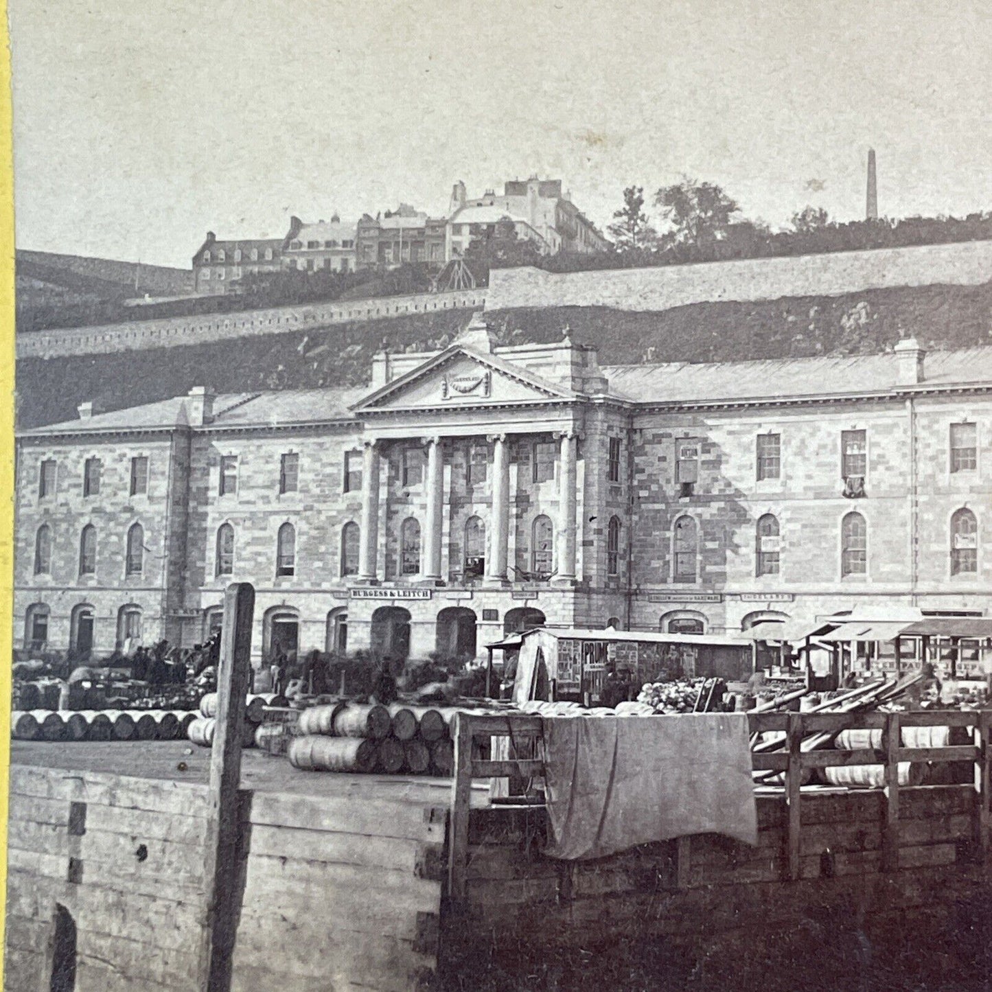 Champlain Market Quebec City Canada Stereoview Antique c1870s Y1741