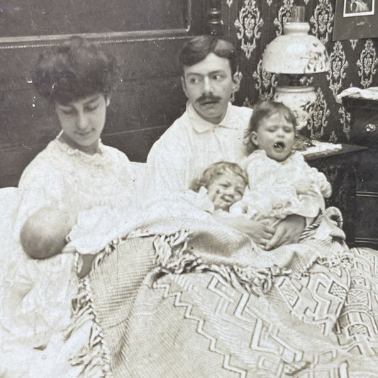 Antique 1903 Children Keep Parents Up All Night Stereoview Photo Card P2709