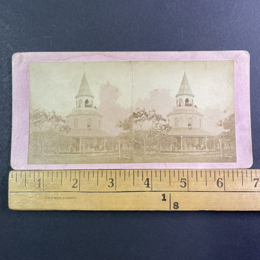 Falmouth Heights Observatory Stereoview Union Chapel Antique c1872 X1571