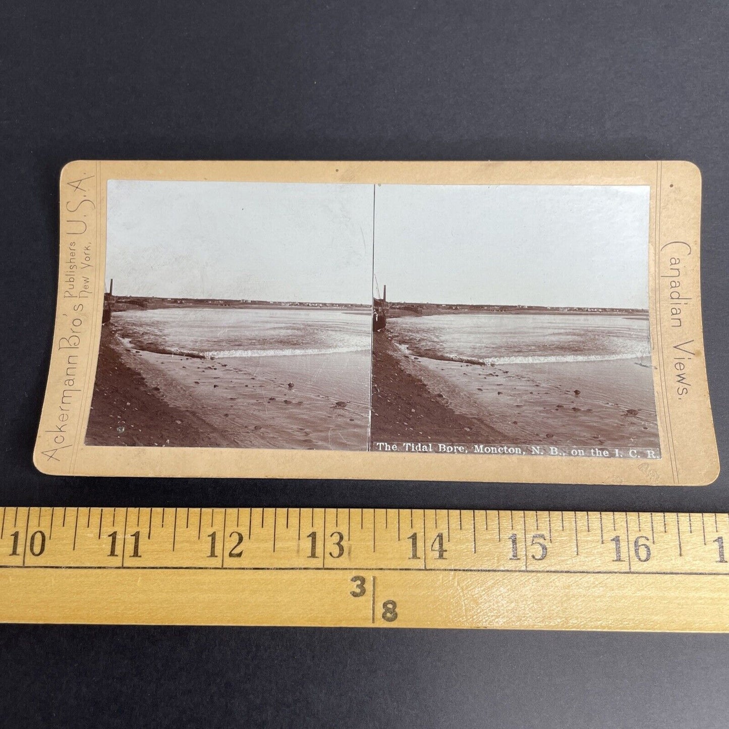 Antique 1894 Tidal Wave Bore Moncton New Brunswick Canada Stereoview Photo PC637