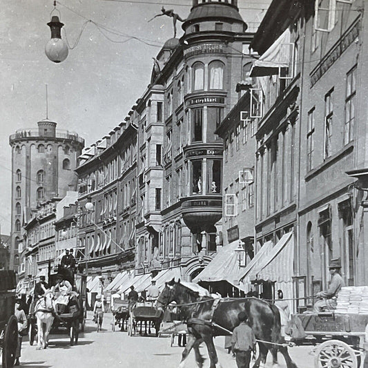 Antique 1901 The Main Street In Copenhagen Denmark Stereoview Photo Card P5127