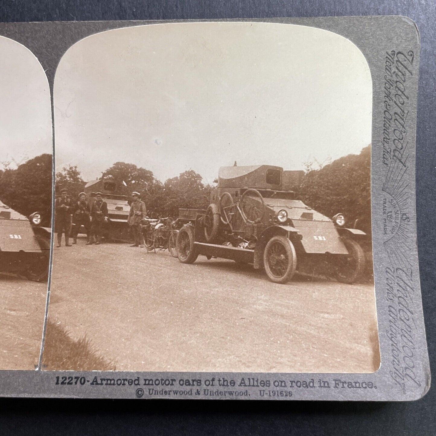 Antique 1917 US Army Armored Personnel Carriers APVs Stereoview Photo Card P1590