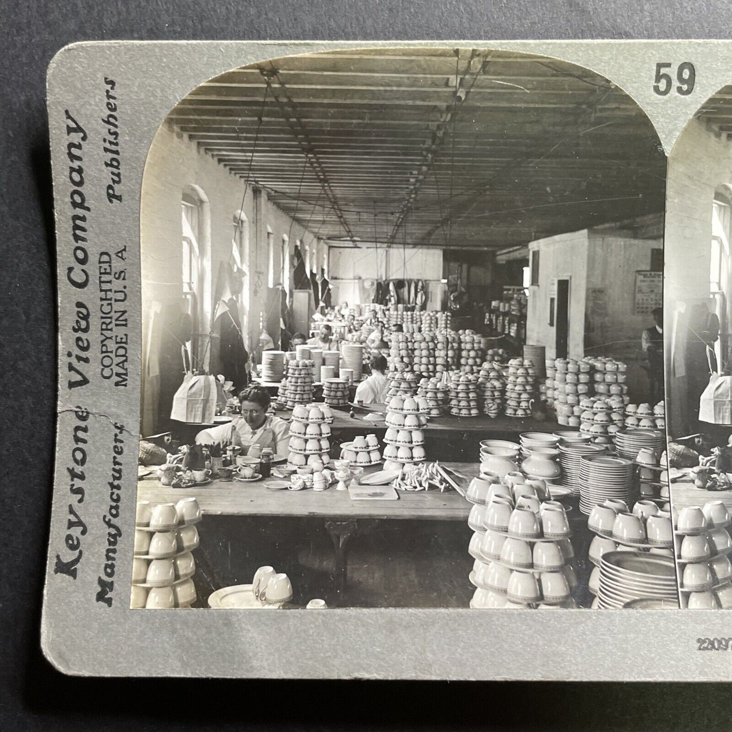 Antique 1918 Porcelain Painting Factory Trenton NJ Stereoview Photo Card P1723