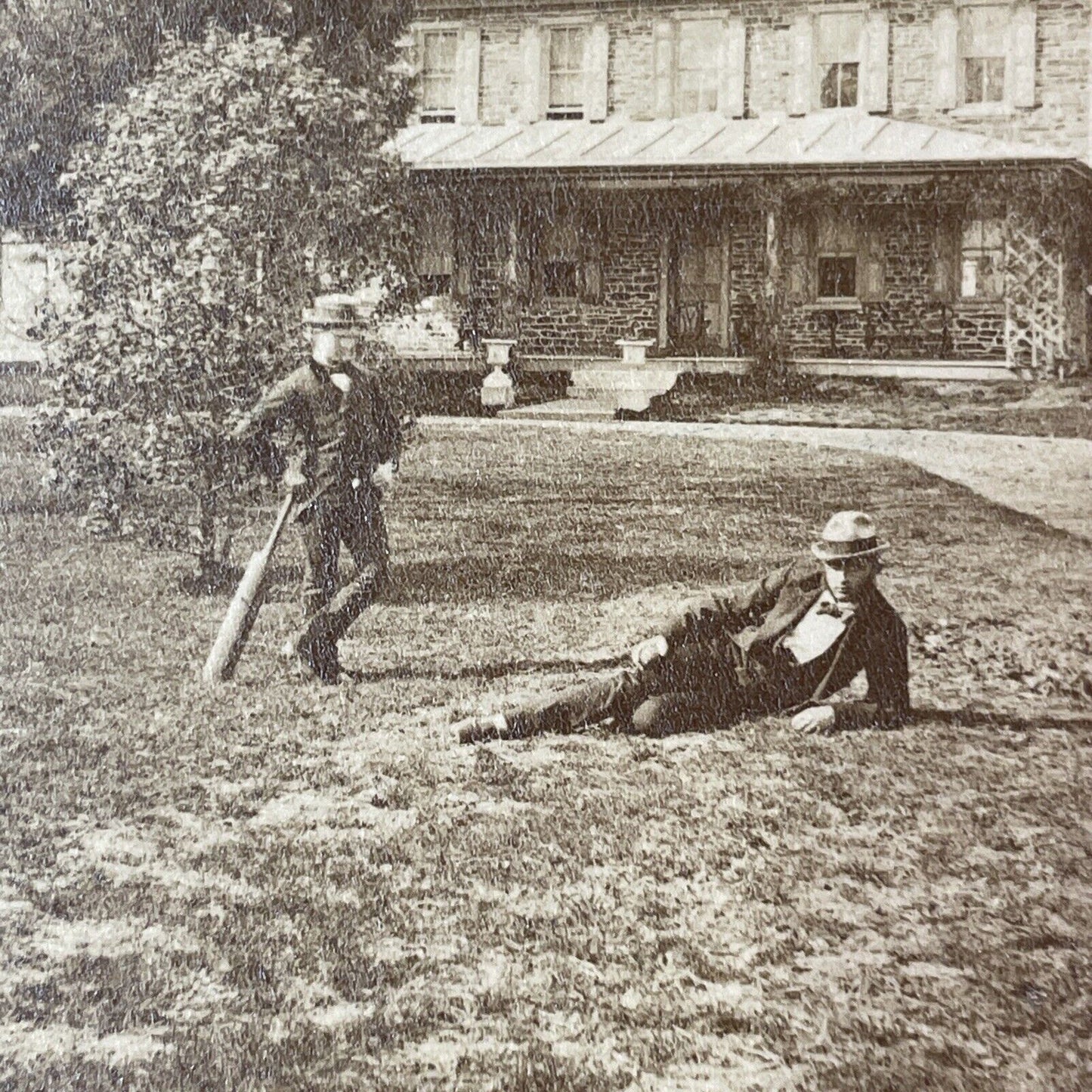 Cricket Players New Hope Pennsylvania Stereoview Photo Sports Card Antique c1867