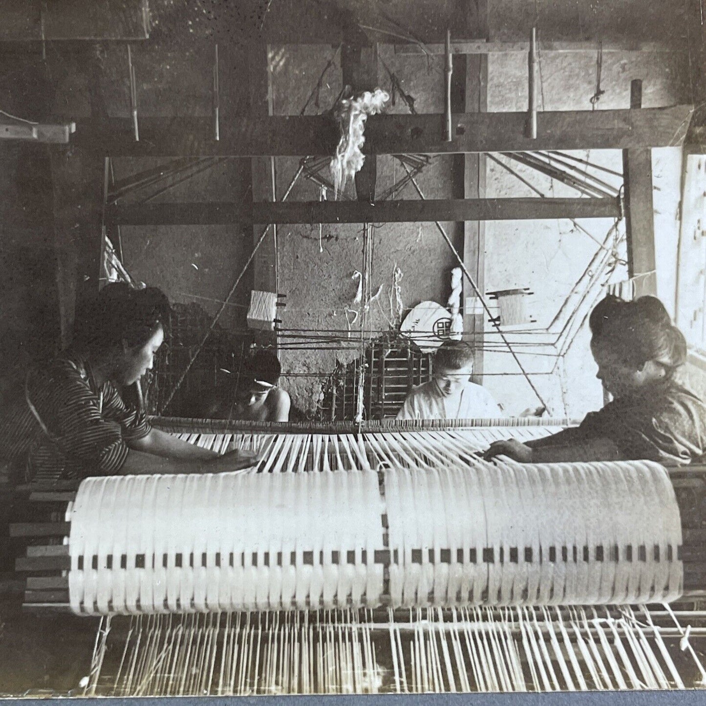 Antique 1904 Japanese Velvet Factory Kyoto Japan Stereoview Photo Card P2194