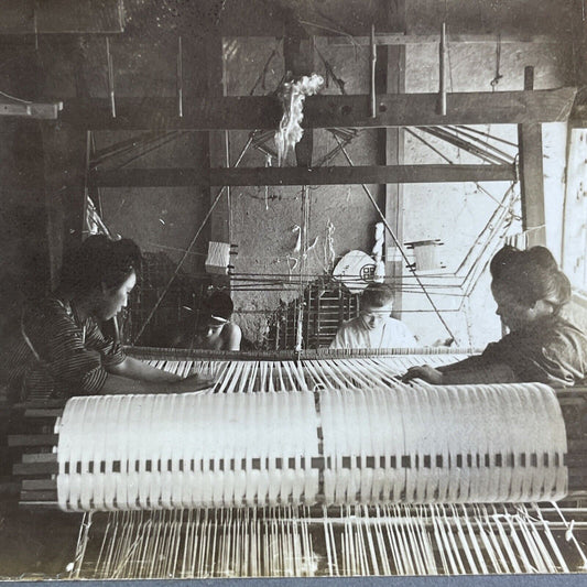 Antique 1904 Japanese Velvet Factory Kyoto Japan Stereoview Photo Card P2194
