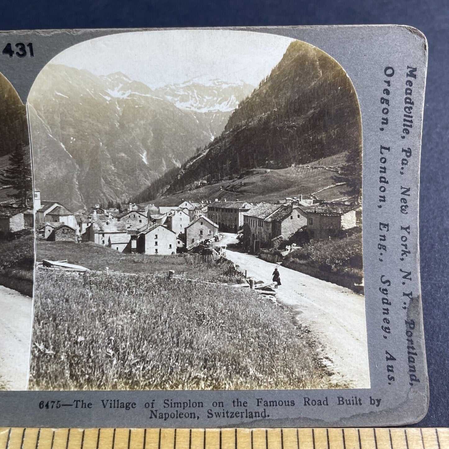 Antique 1905 Town Of Simplon Valais Switzerland Stereoview Photo Card P2105