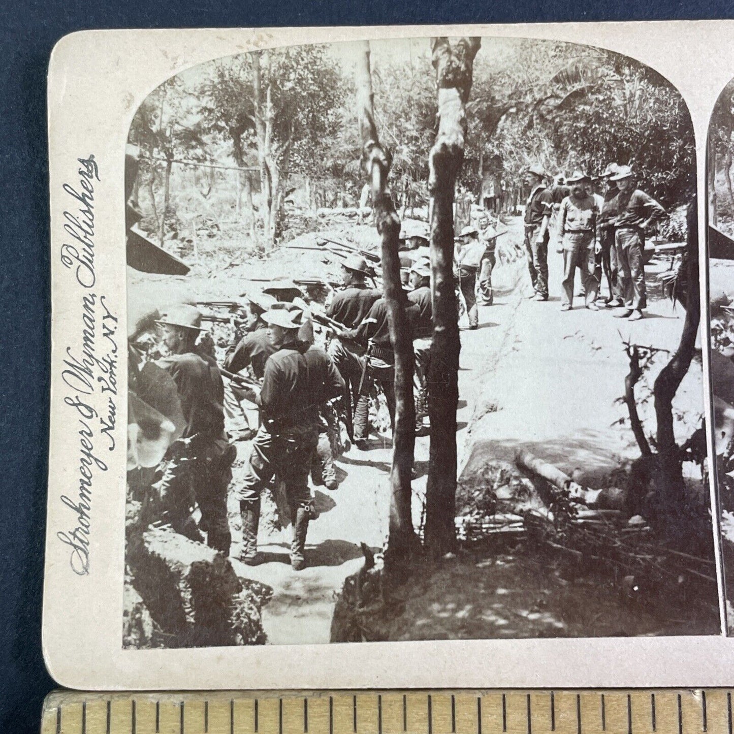 US 14th Infantry Regiment Golden Dragons Stereoview Antique c1899 X3150