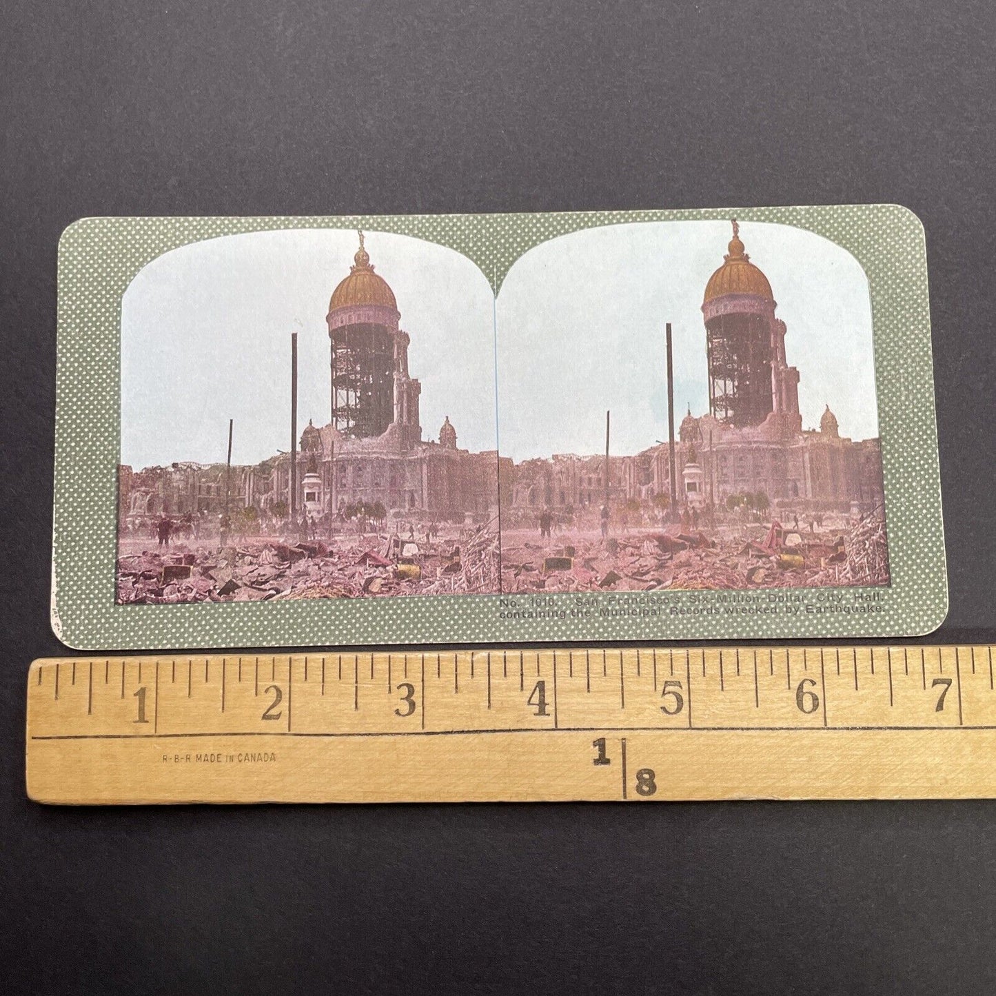 Antique 1910s San Francisco Earthquake City Hall Stereoview Photo Card 2300-10