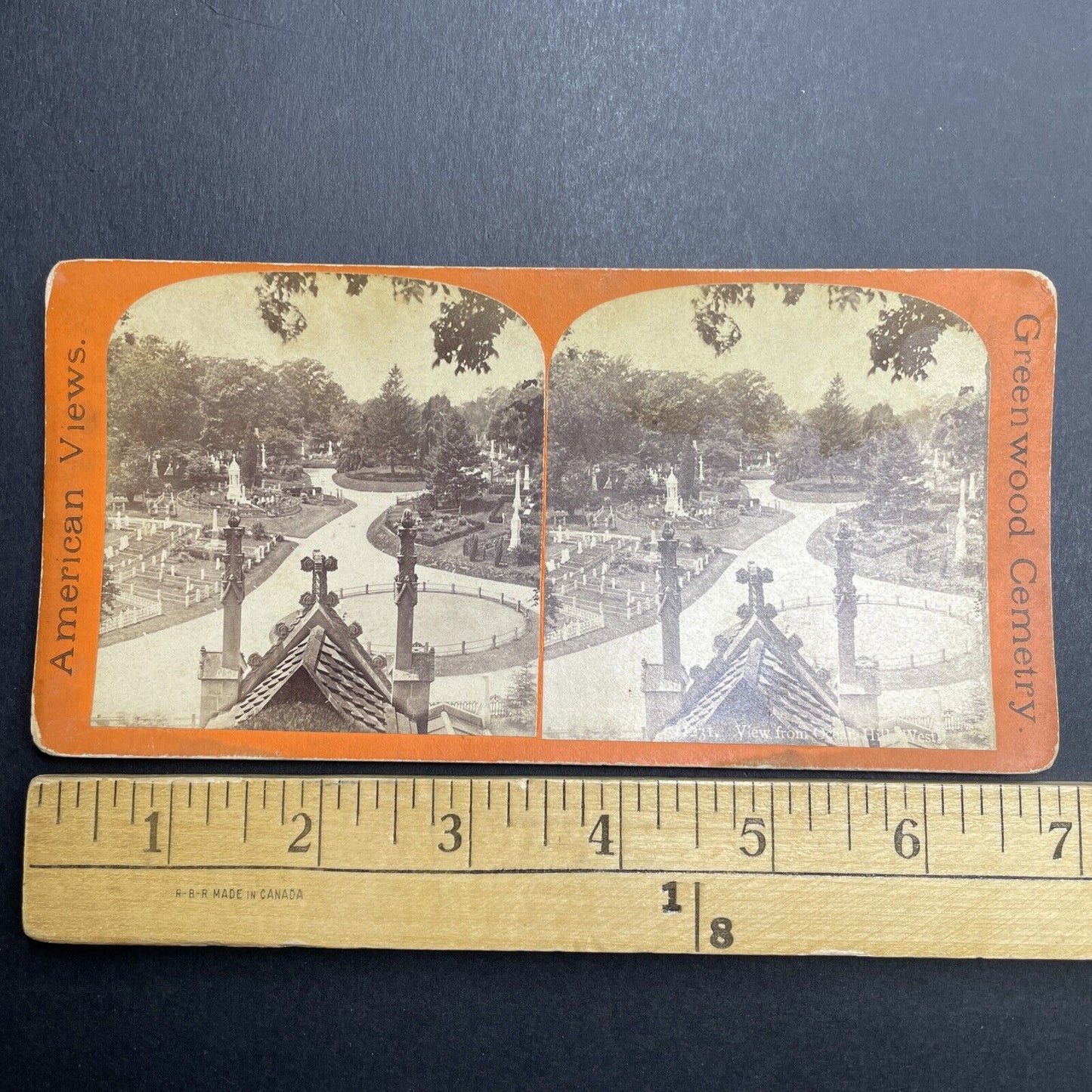 Antique 1880s Greenwood Green-Wood Cemetery Brooklyn Stereoview Photo Card P1557