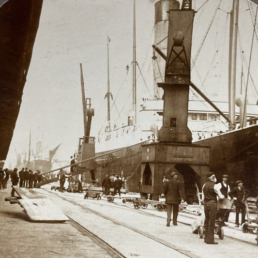 Antique 1903 Large Cruise Ships In London England Stereoview Photo Card P5037