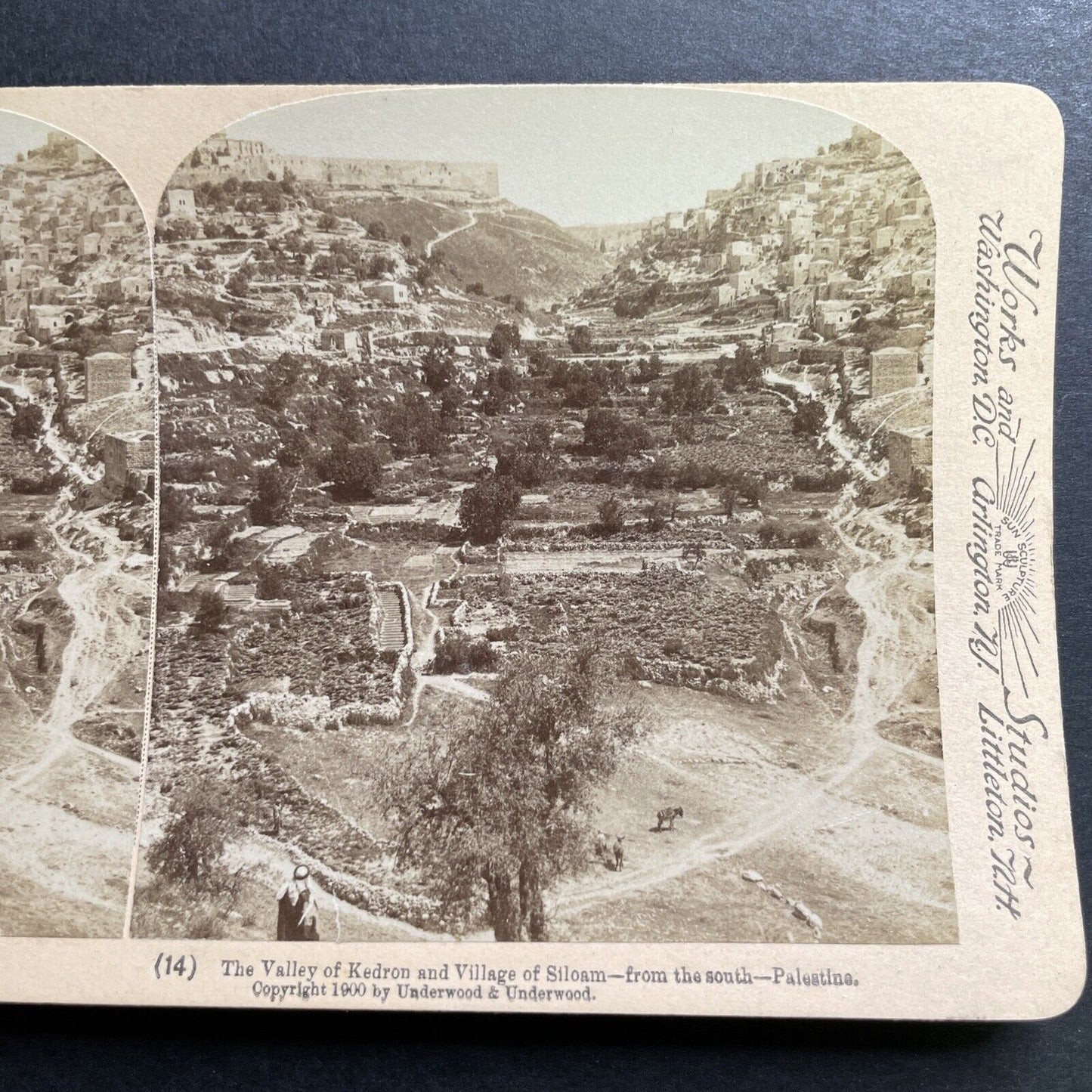 Antique 1900 Village Of Silwan Israel Palestine Stereoview Photo Card P1378