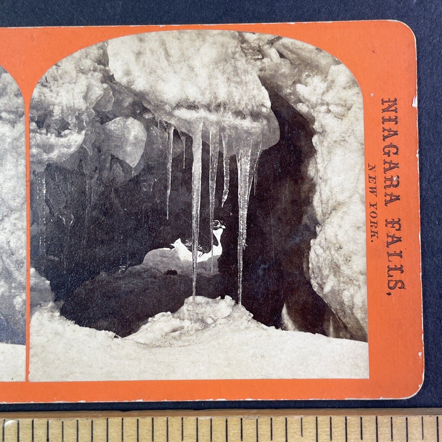 Ice Cave in Niagara Falls Stereoview George Barker Antique c1870s Y2456