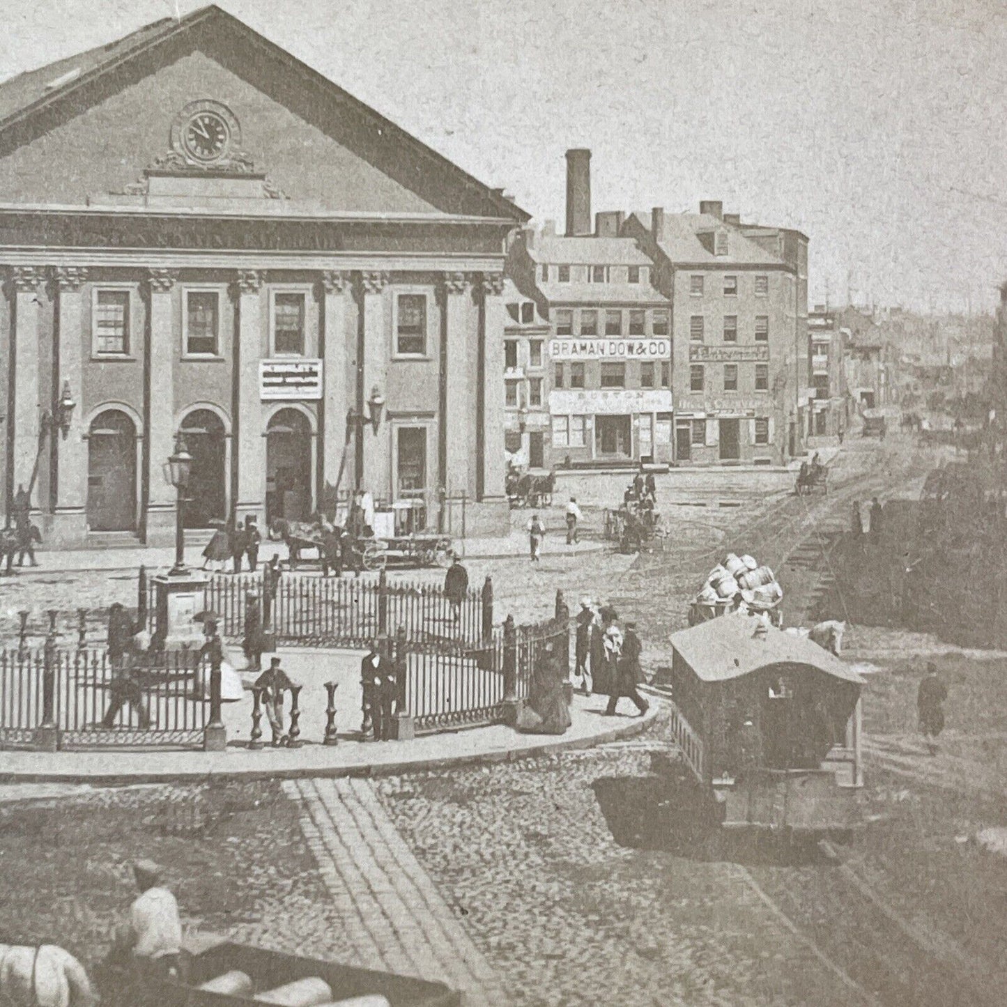 Haymarket Town Square Boston Massachusetts Stereoview Antique c1863 X1926